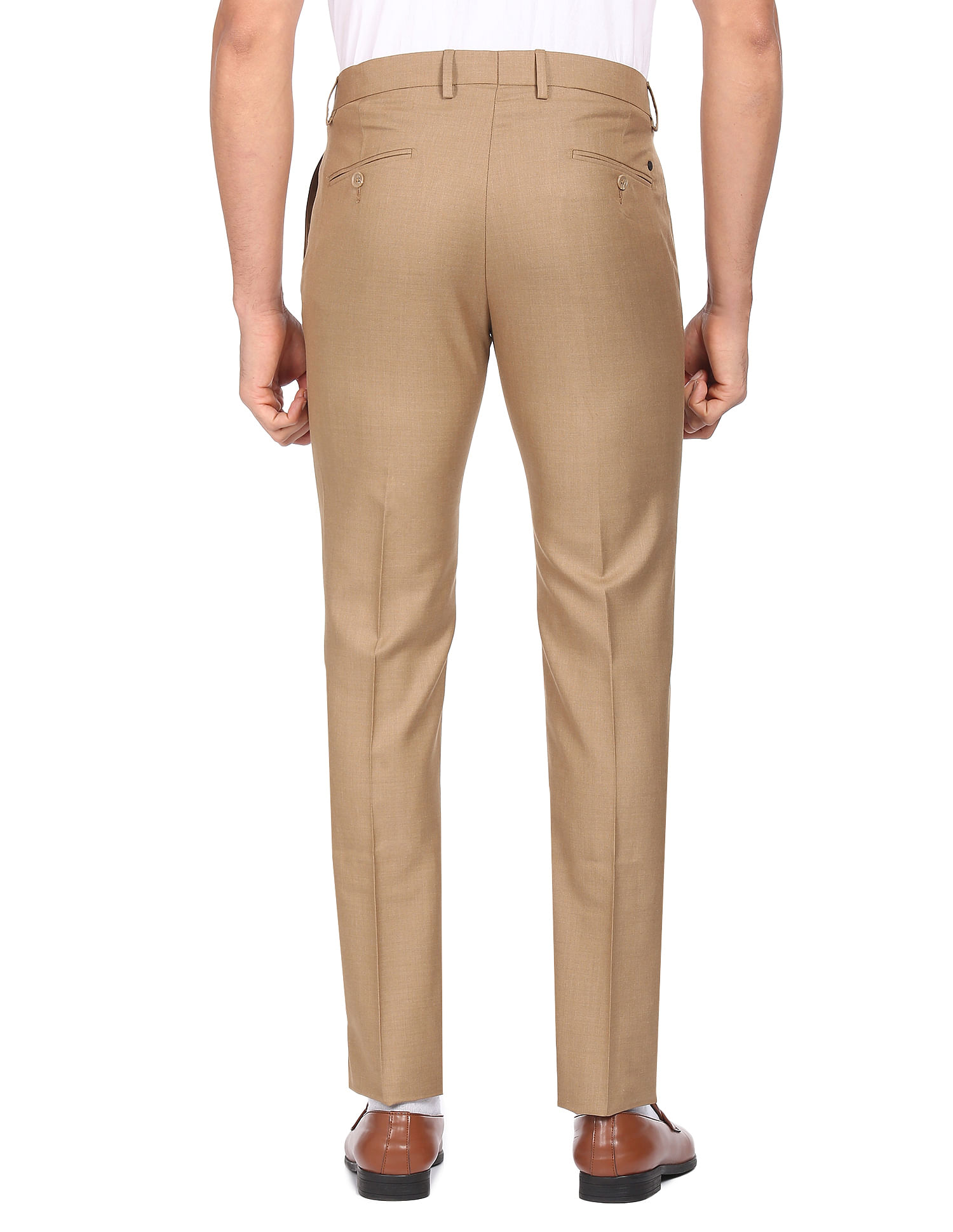 Buy ARROW Solid Polyester Blend Regular Fit Mens Trousers | Shoppers Stop