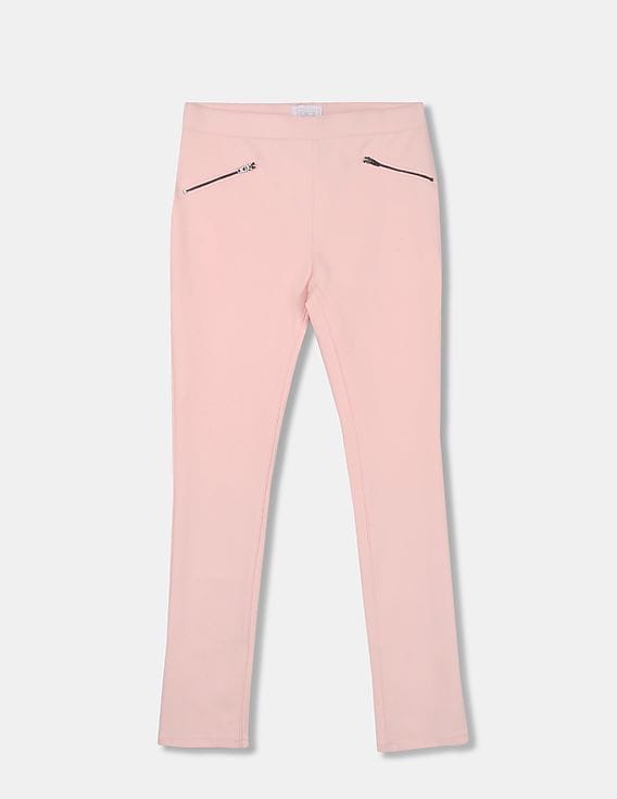 Girls Pink Ponte Knit Jeggings - NNNOW 