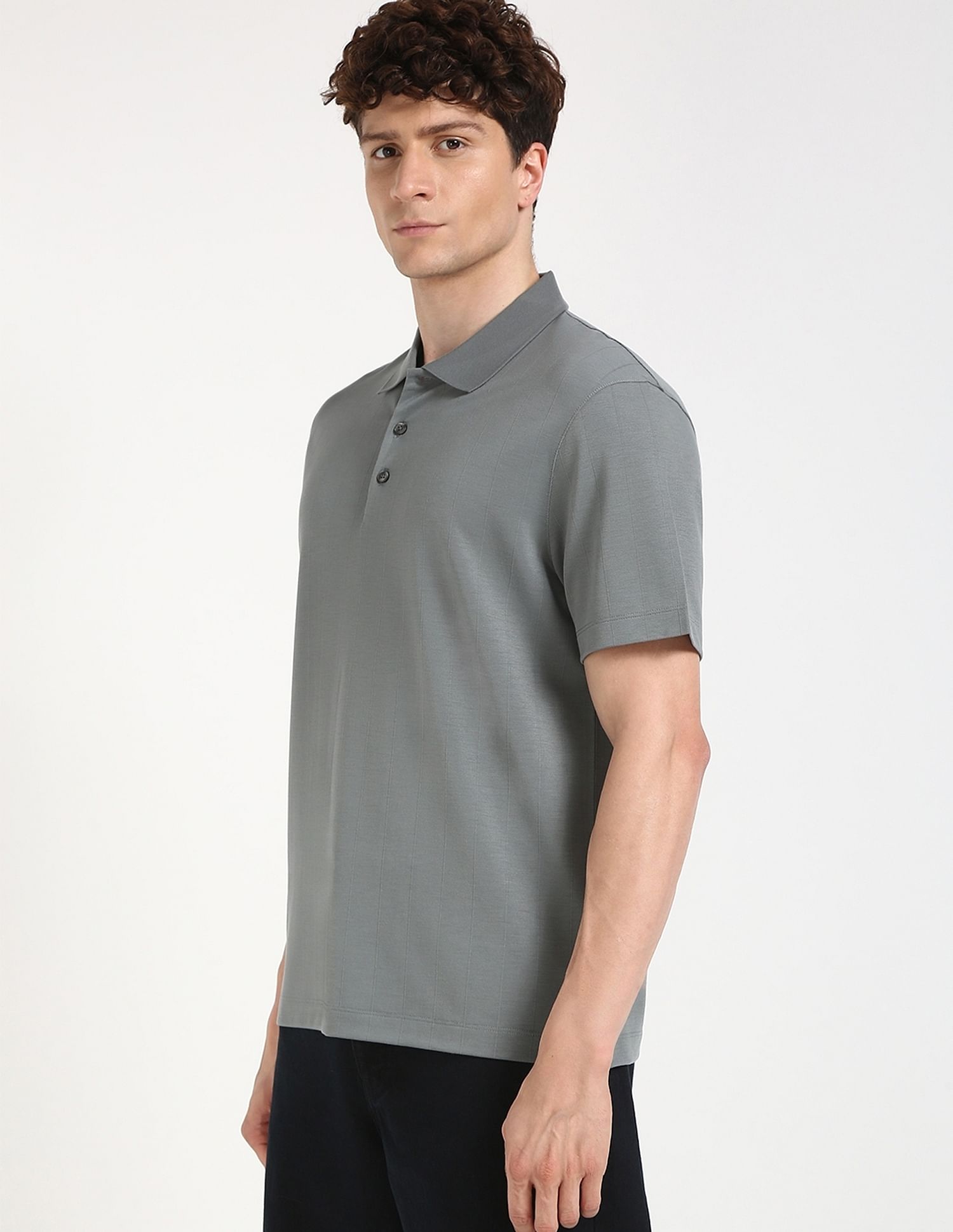 Calvin Klein Jeans Striped Regular-Fit Polyester Polo T-Shirt