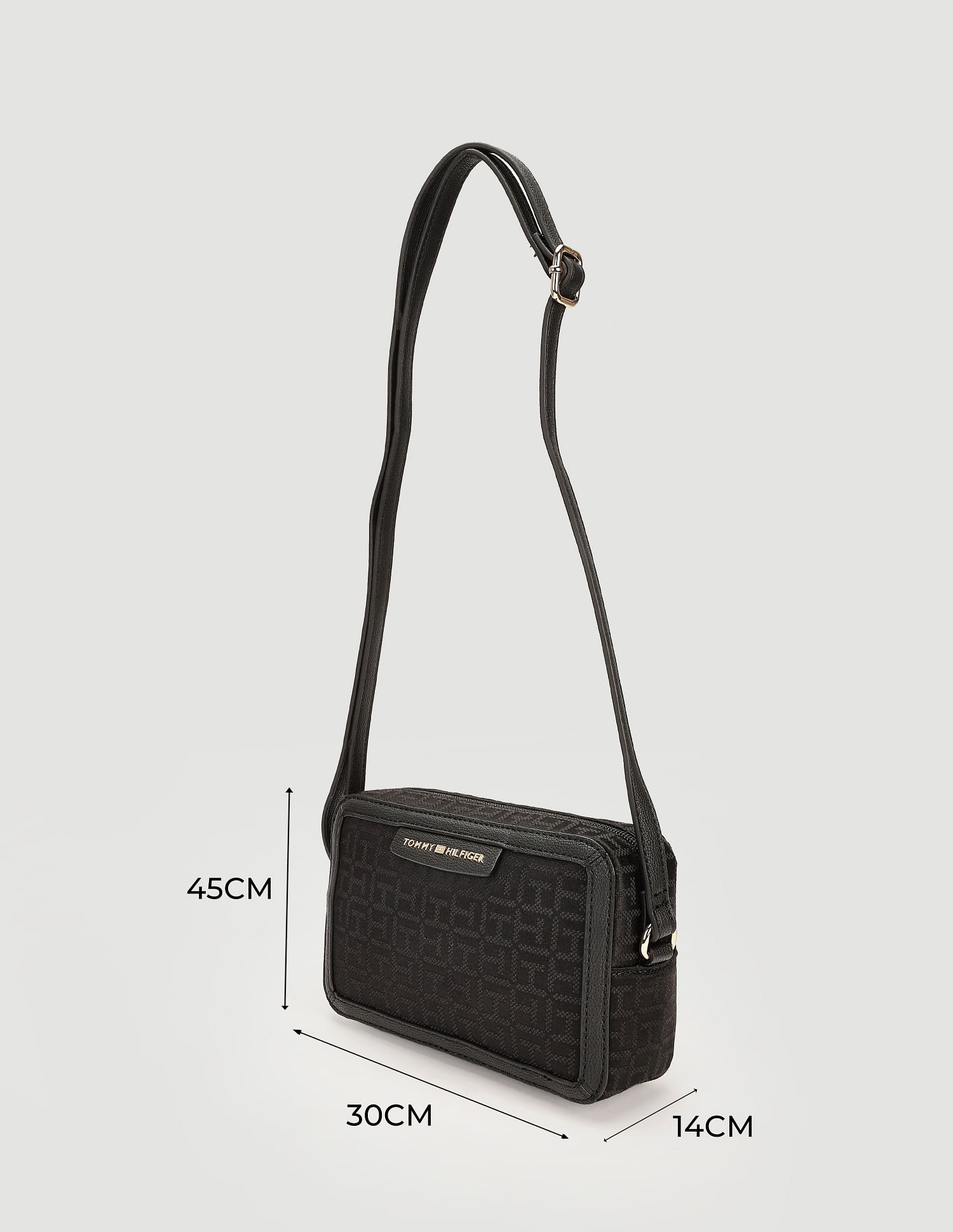 Tommy Hilfiger Printed Black Polyester Sling Bags