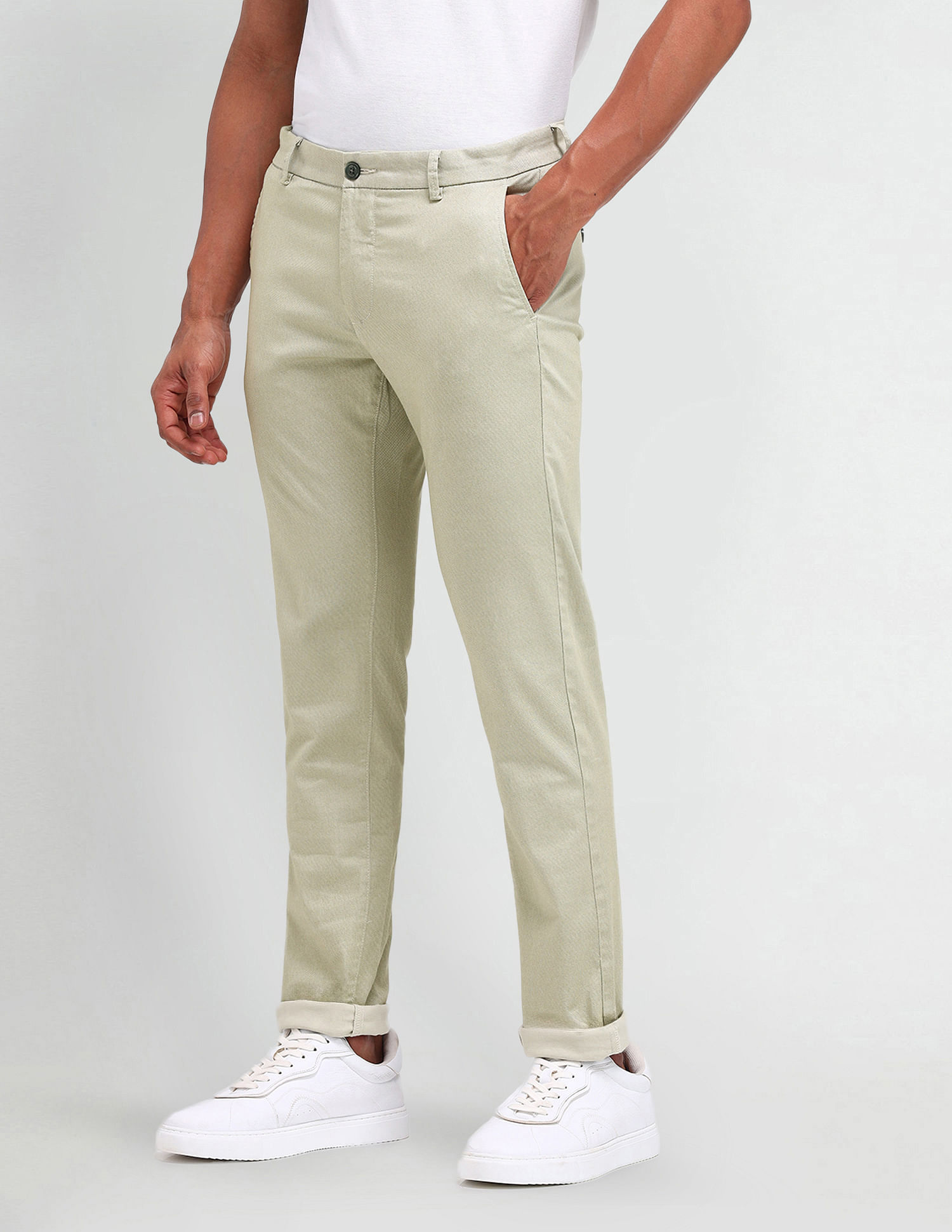 Arrow Sport Slim Fit Satin Textured Trousers