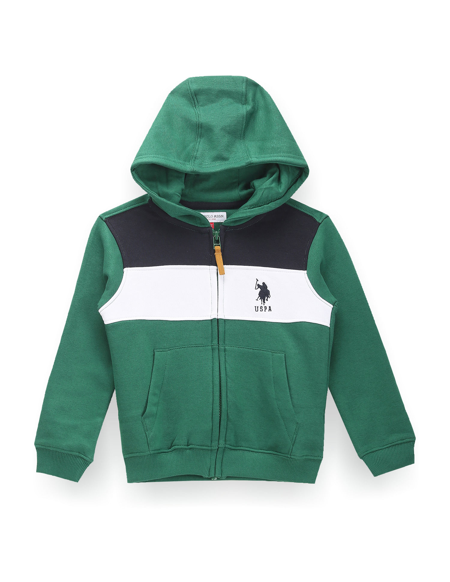 U.S. Polo Assn. Kids Boys Colour Block Hooded Sweatshirt