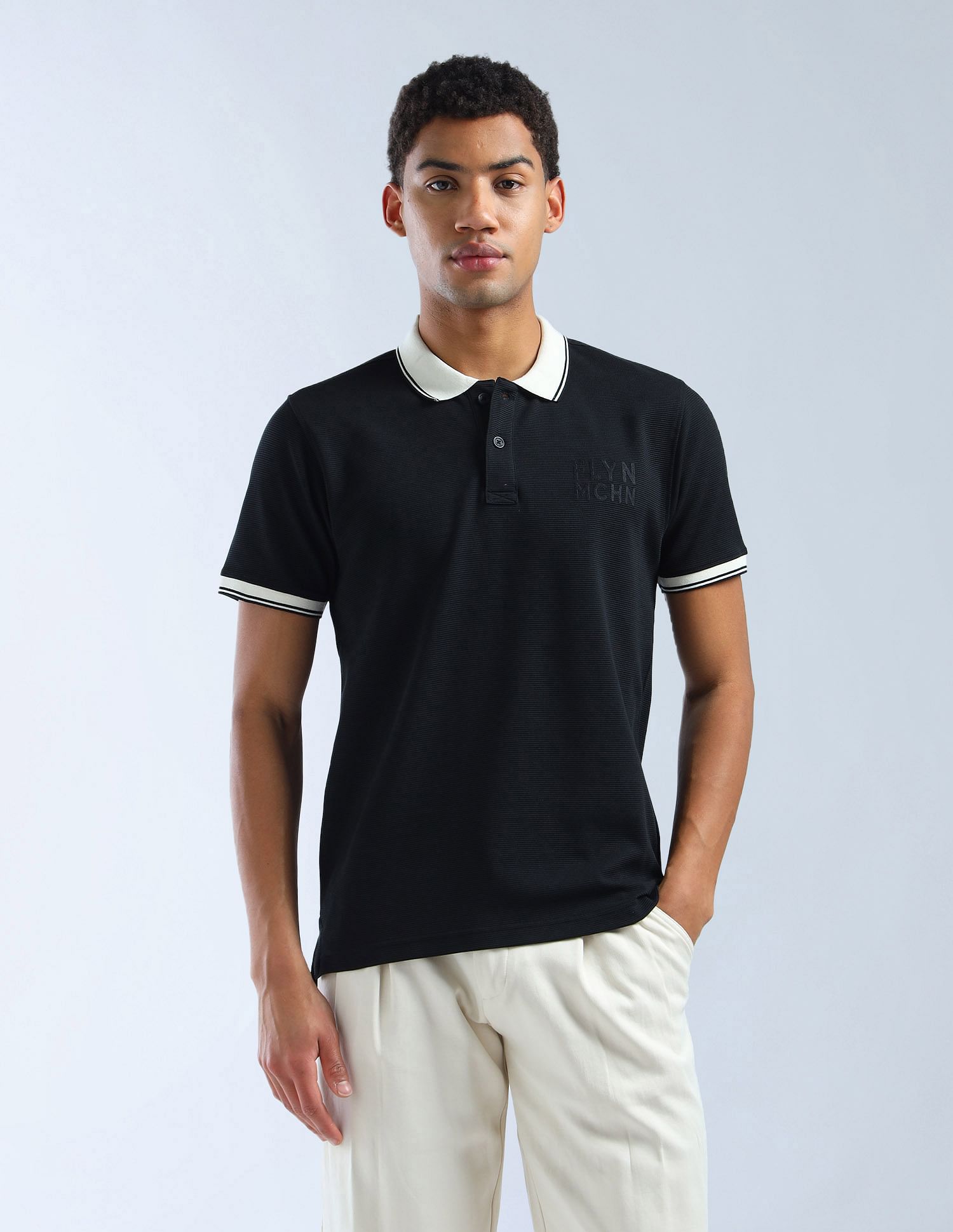 Flying Machine Textured Color Of Home Polo Shirt