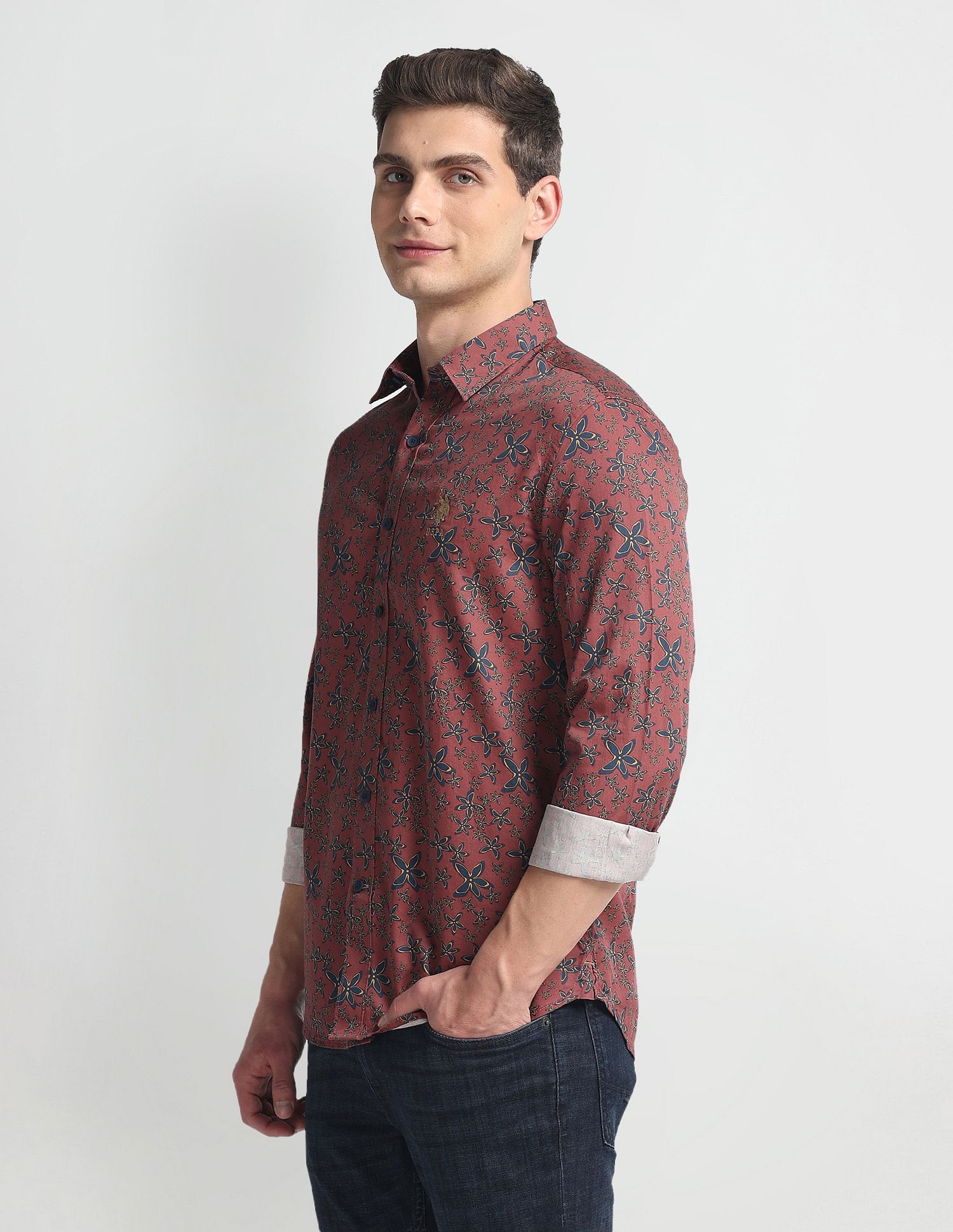 U.S. Polo Assn. Denim Co. Floral Print Slim Shirt