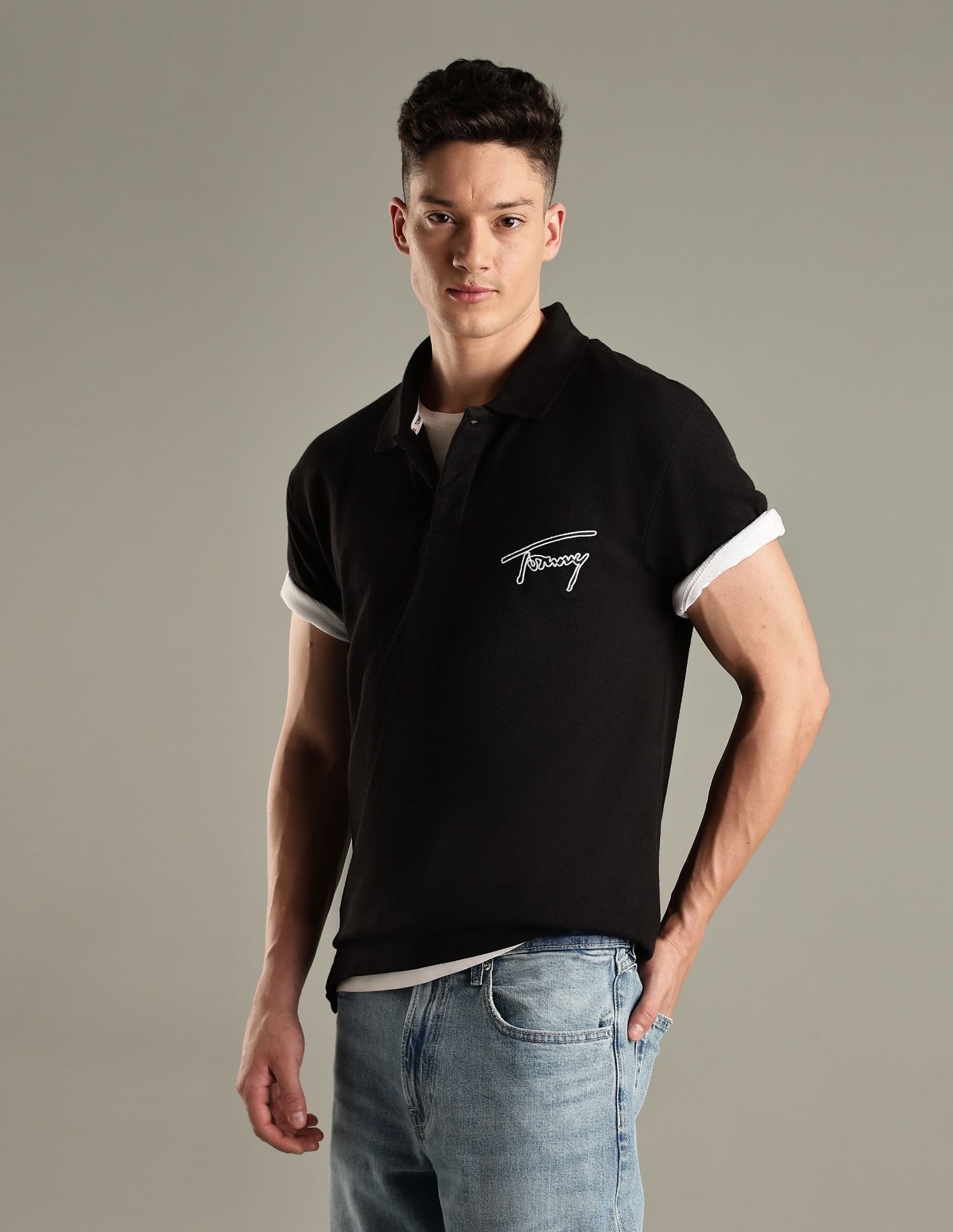 Tommy Hilfiger Solid Regular-Fit Cotton Polo Shirt