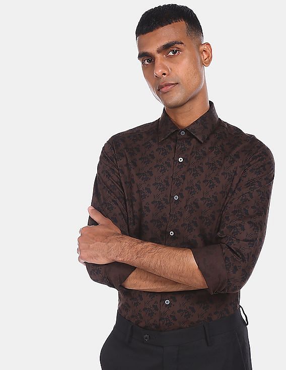 Buy Arrow Spread Collar Printed Formal Shirt - NNNOW.com