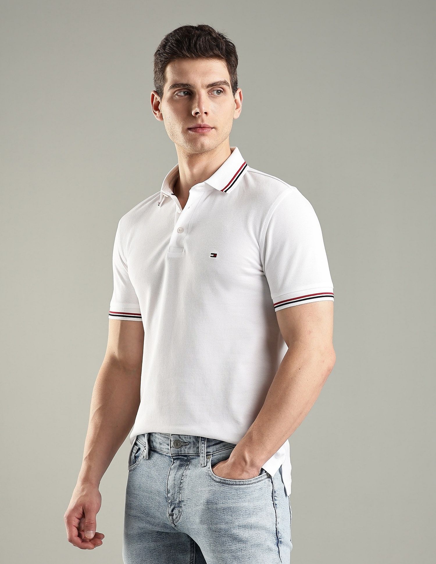 Tommy Hilfiger Solid Slim-Fit Cotton Polo T-Shirt