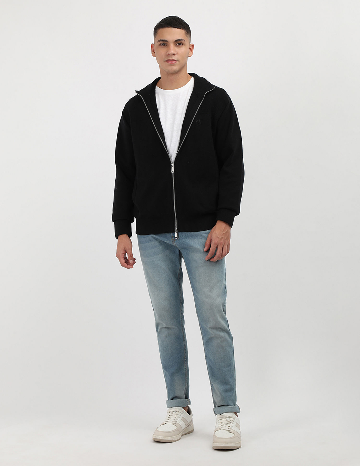 Calvin Klein Jeans Zip Up Mock Neck Sweater