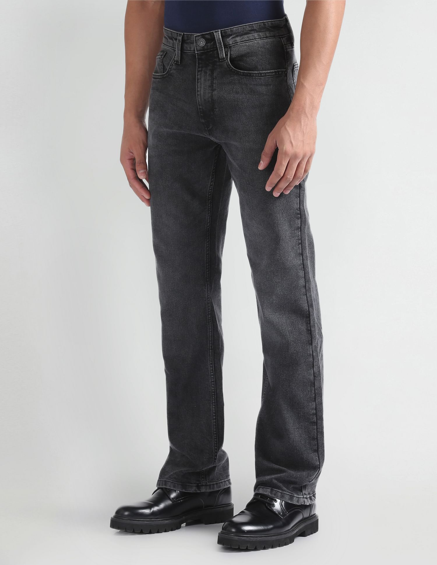 Flying Machine Mid Rise Bruce Relaxed Bootcut Fit Jeans