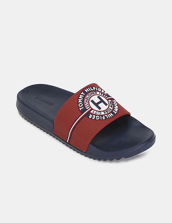 Buy Tommy Hilfiger Men Red And Navy Logo Rowdy Pool Slides NNNOW