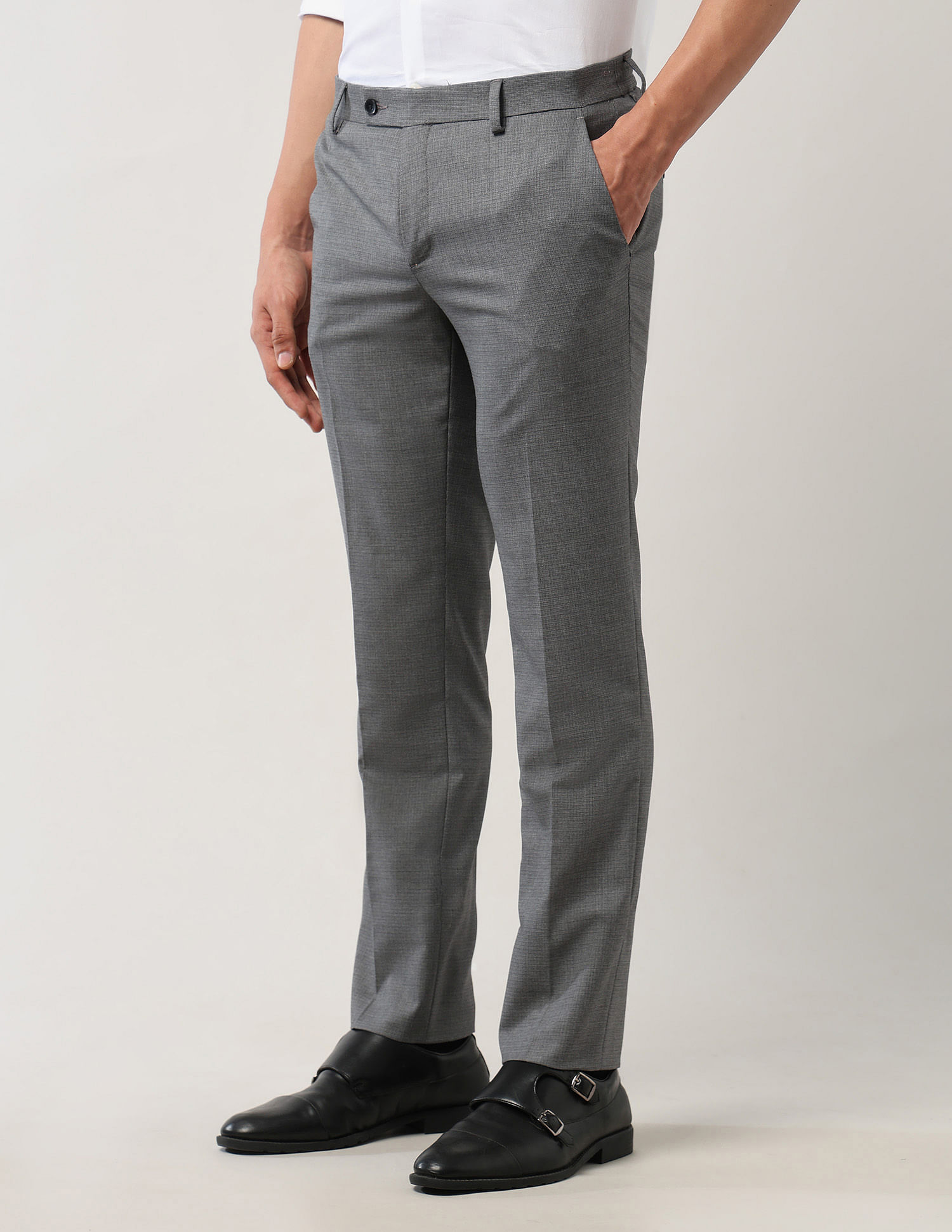 Arrow Regular Fit Textured Trousers