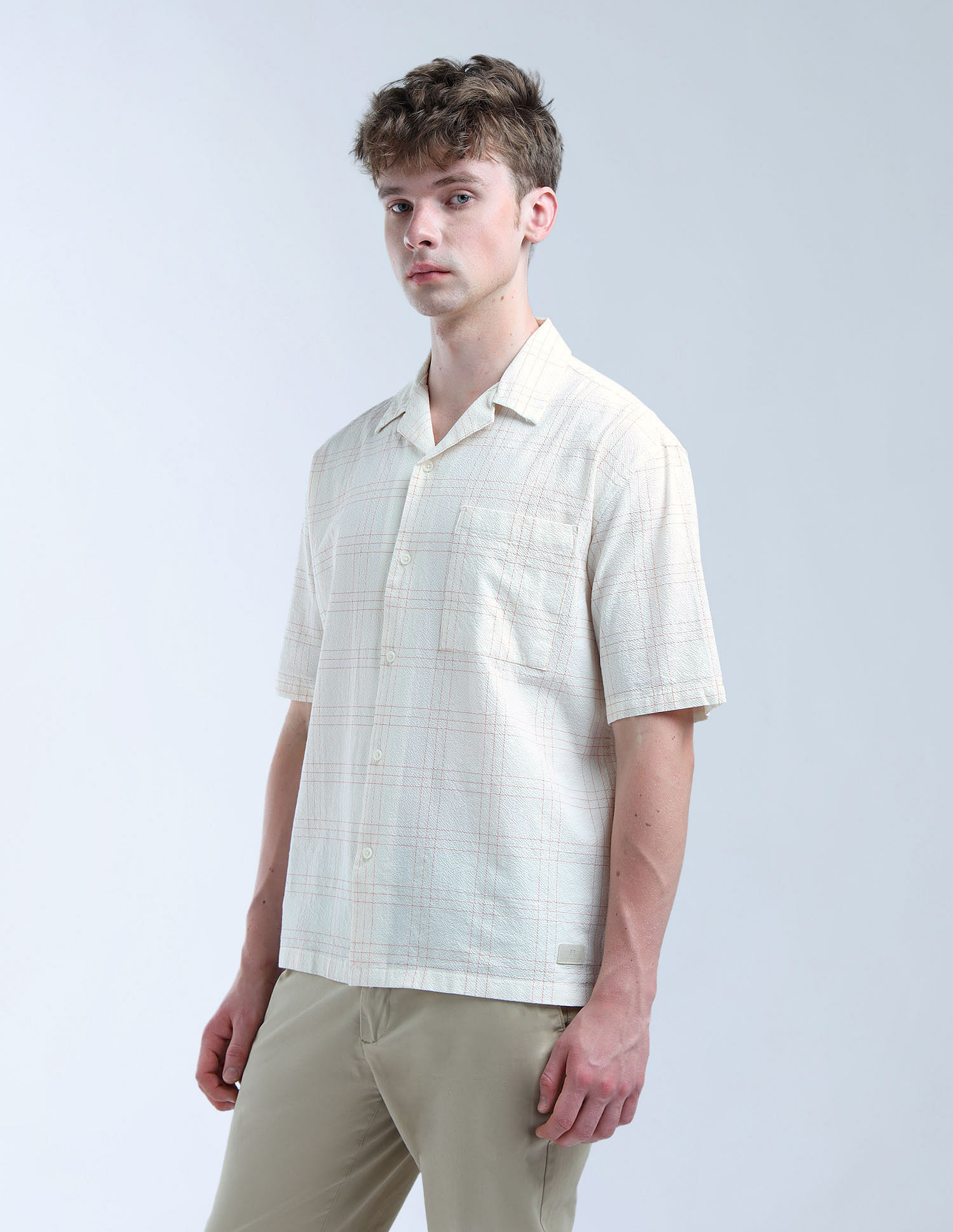 Flying Machine Grid Tattersall Checked Digitopia Oversized Shirt