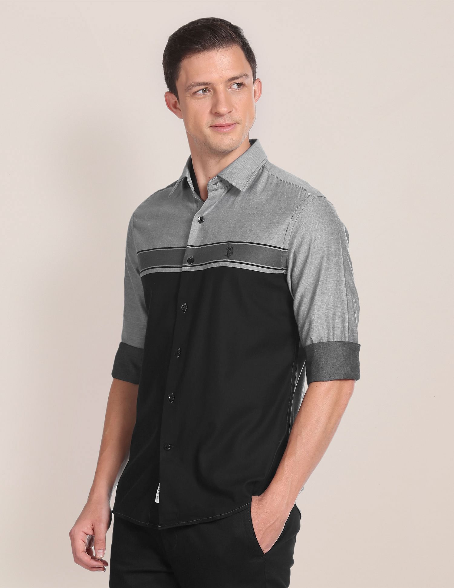 U.S. Polo Assn. Colour Block Cotton Tailored Shirt