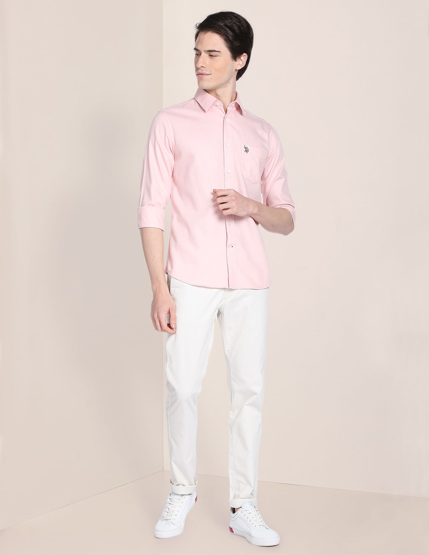 U.S. Polo Assn. Birdseye Dobby Textured Solid Shirt