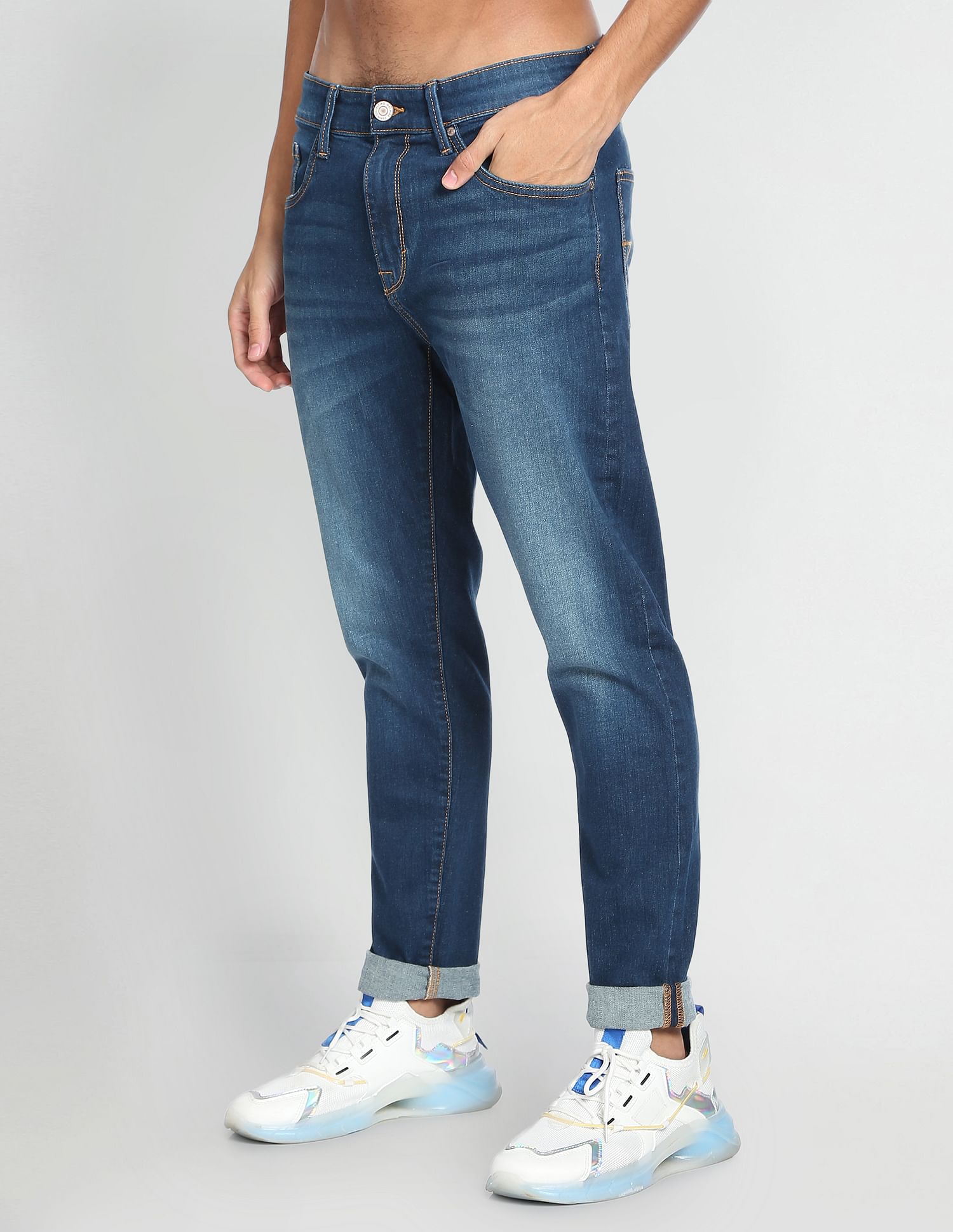 Flying Machine Stone Wash Slim Tapered Fit Classic Vintage Jeans