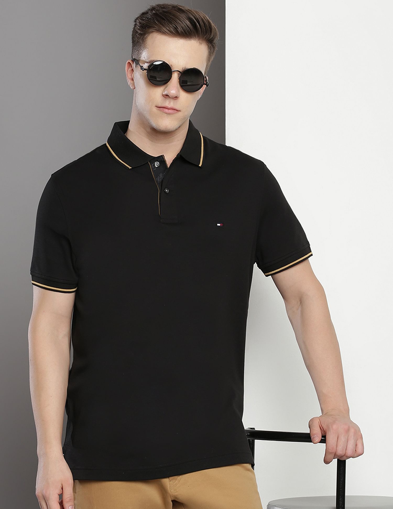 Tommy hilfiger black polo hot sale