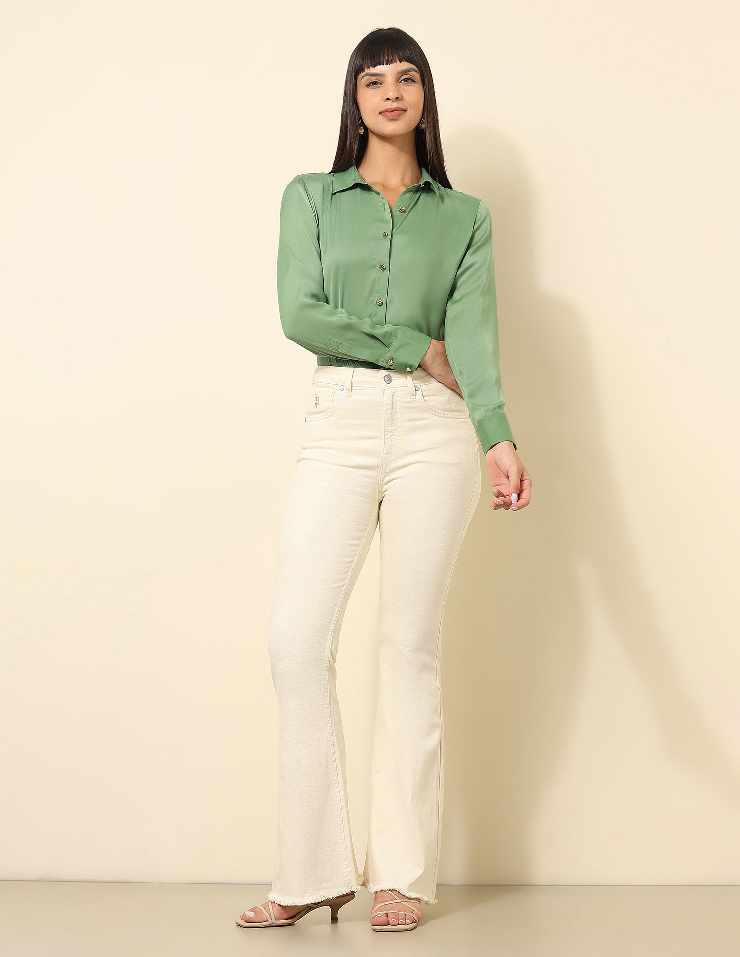U.S. Polo Assn. Women Satin Solid Shirt
