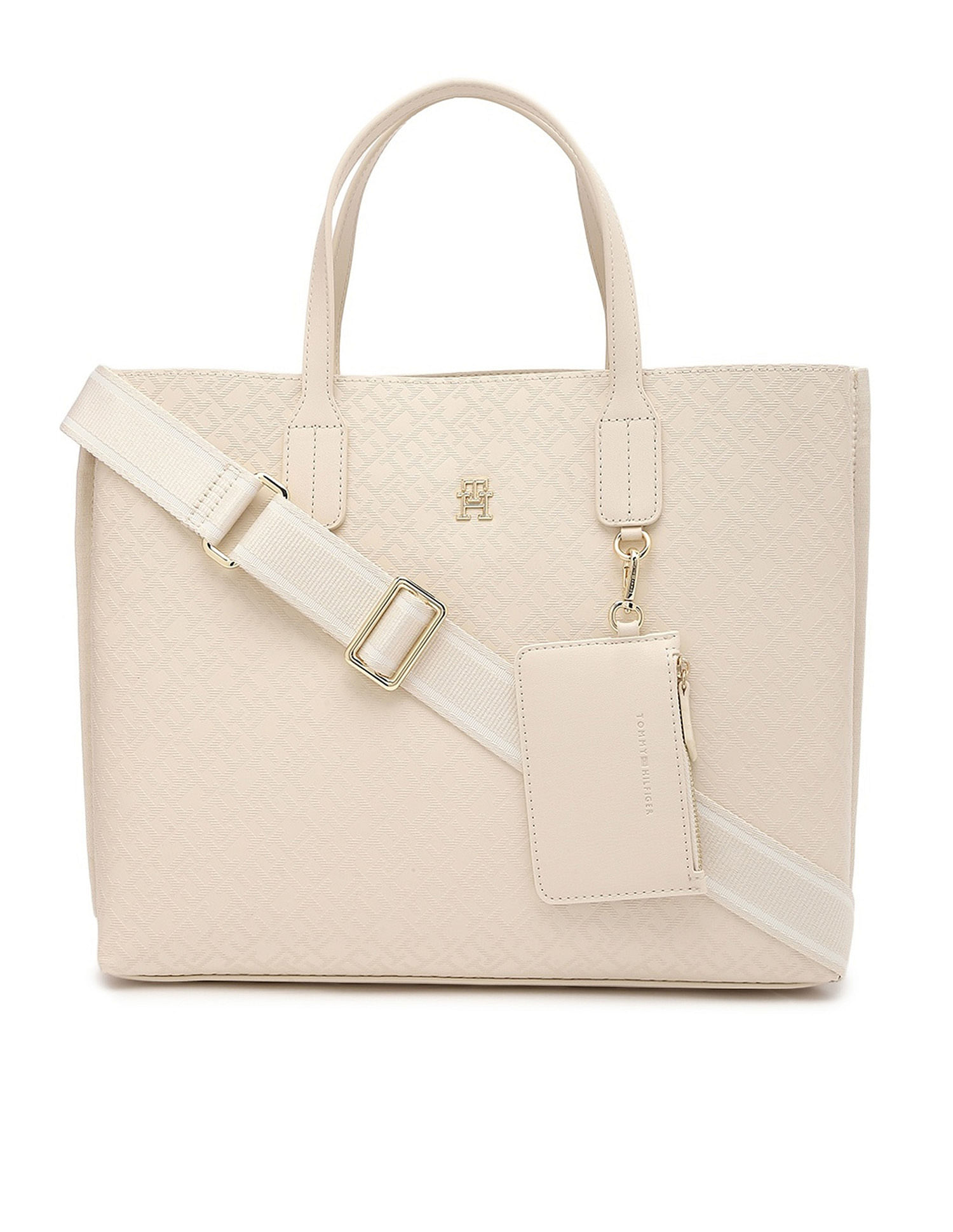Tommy Hilfiger Logo Beige Pu Handbags