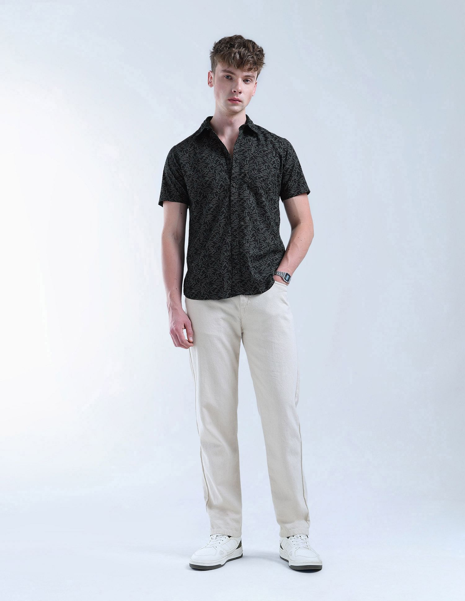 Flying Machine Slim Fit Tropical Printed Essentials Shirt
