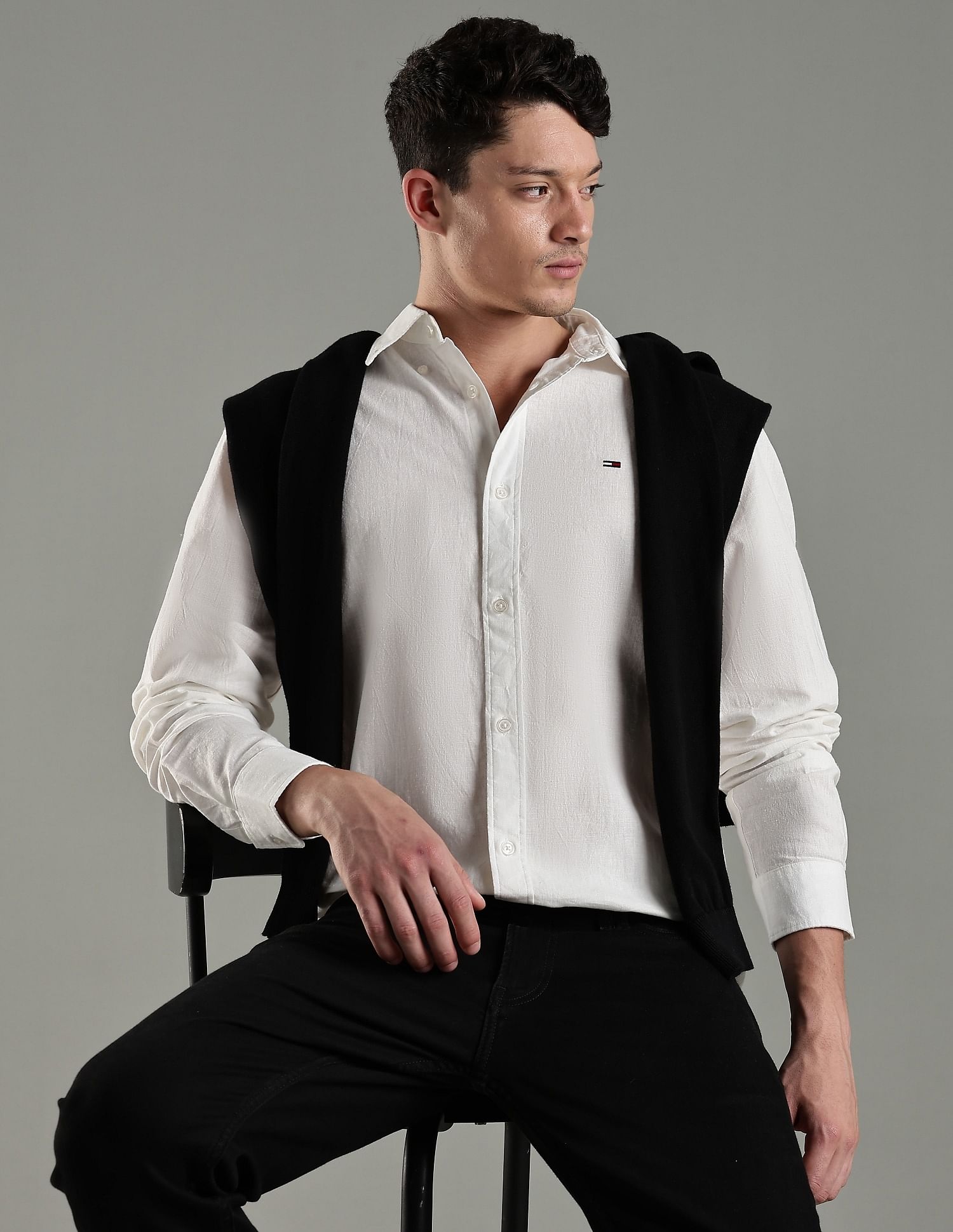 Tommy Hilfiger Solid Regular Fit Cotton Shirt