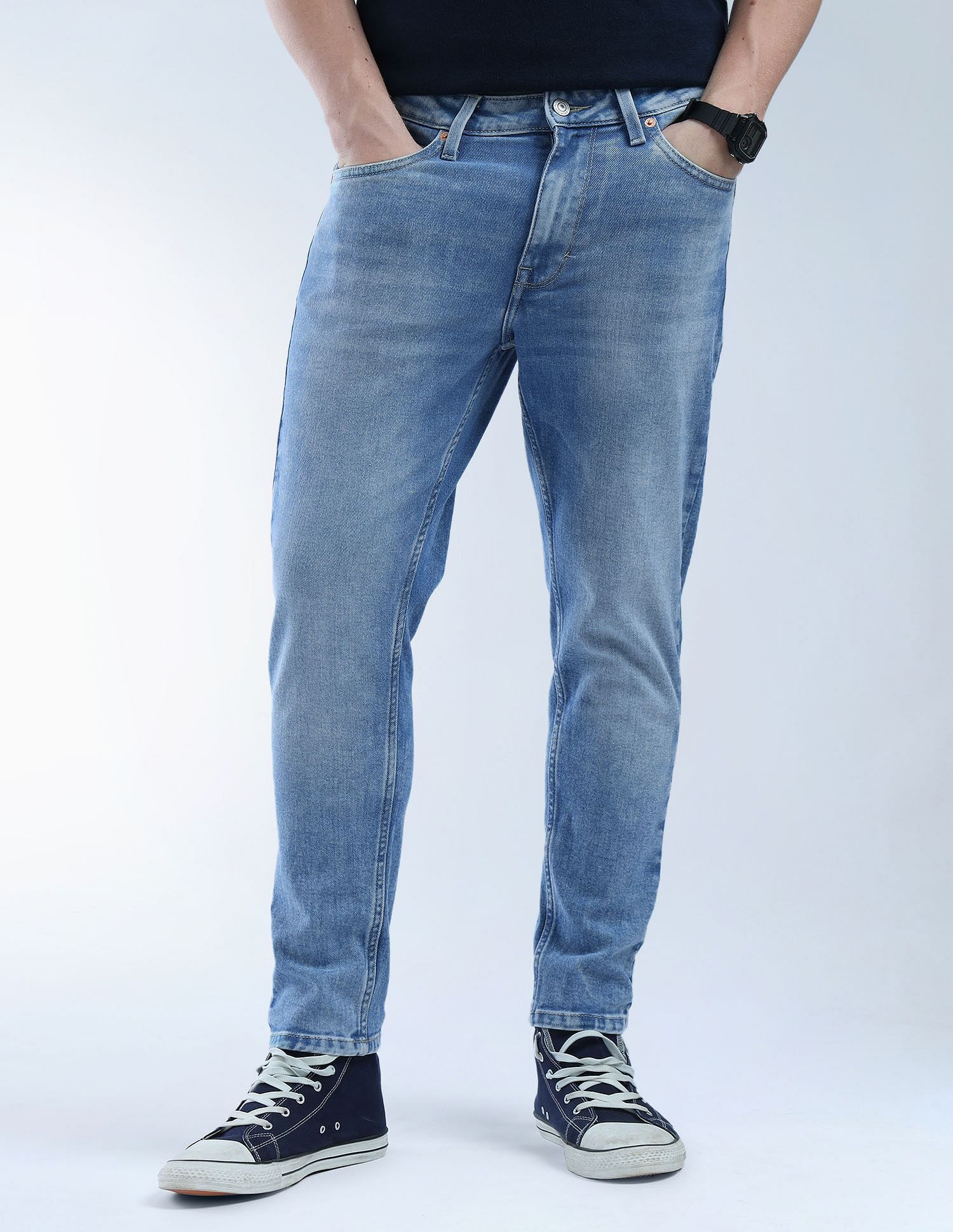 Flying Machine Whiskered Mankle Relaxed Tapered Fit Jeans