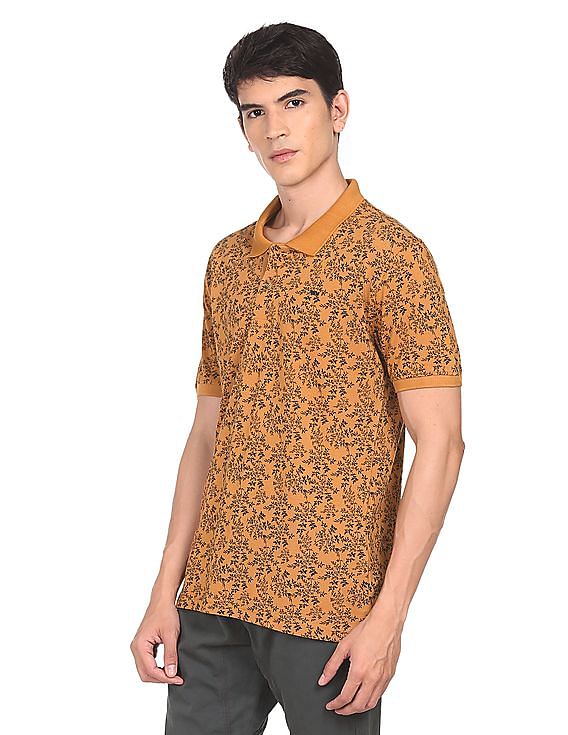 Flying Machine Floral Print Cotton Polo Shirt