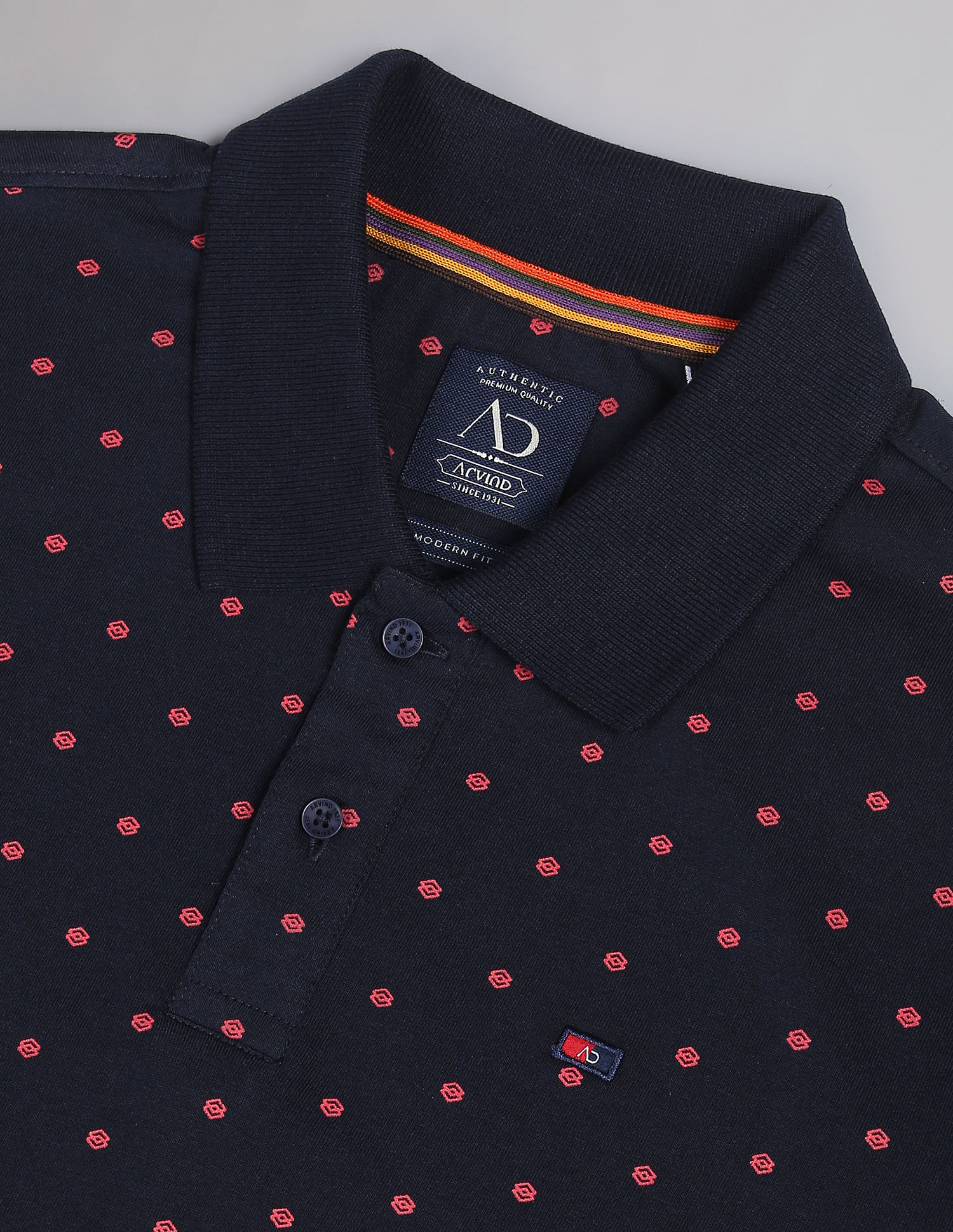 AD by Arvind Geometric Print COOL-IT Real Deal Polo Shirt