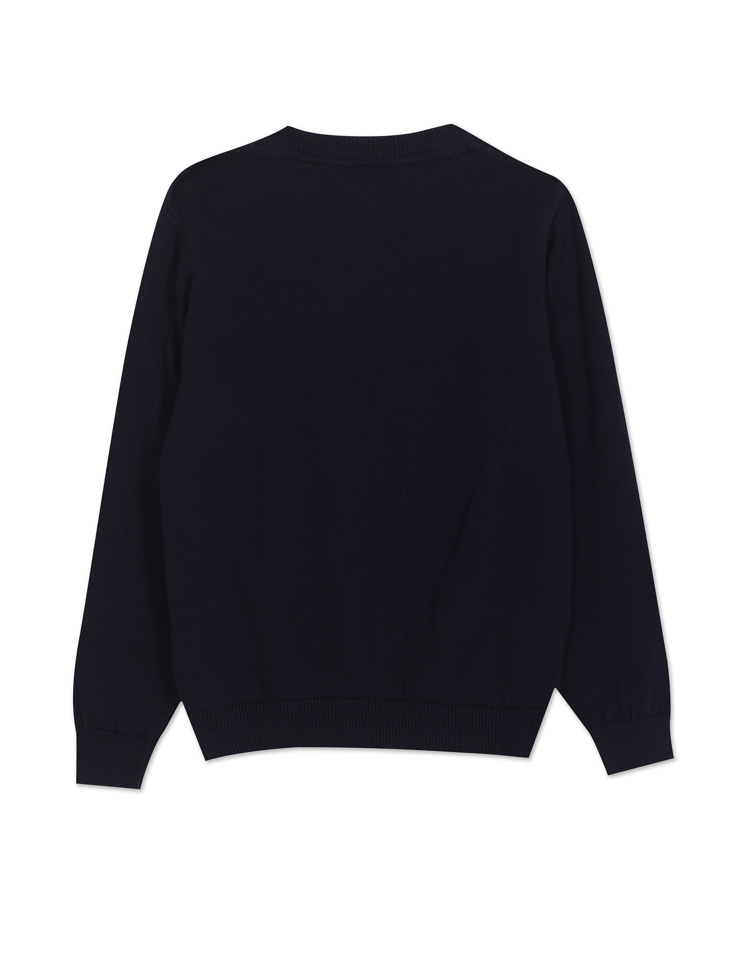 U.S. Polo Assn. Kids Crew Neck Patterned Knit Cotton Sweater