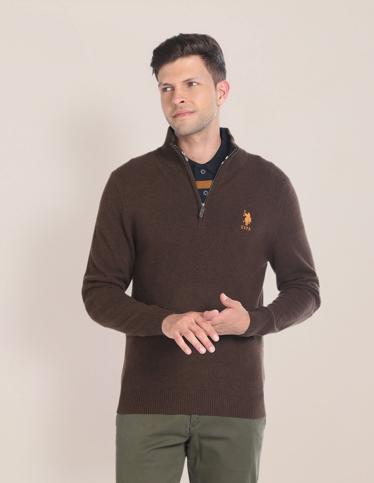 Buy U.S. Polo Assn. High Neck Solid Sweater - NNNOW.com
