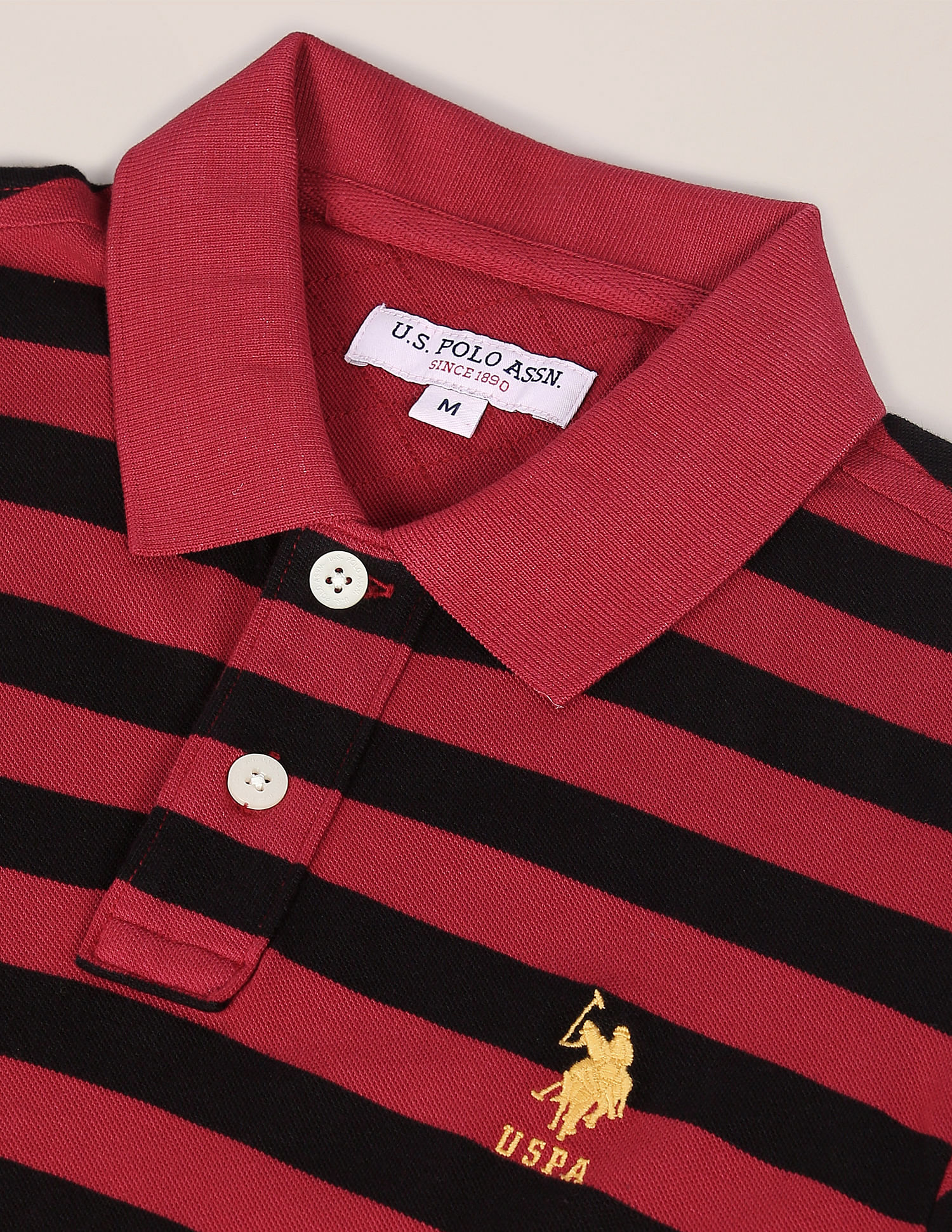 U.S. Polo Assn. Ribbed Collar Striped Polo Shirt