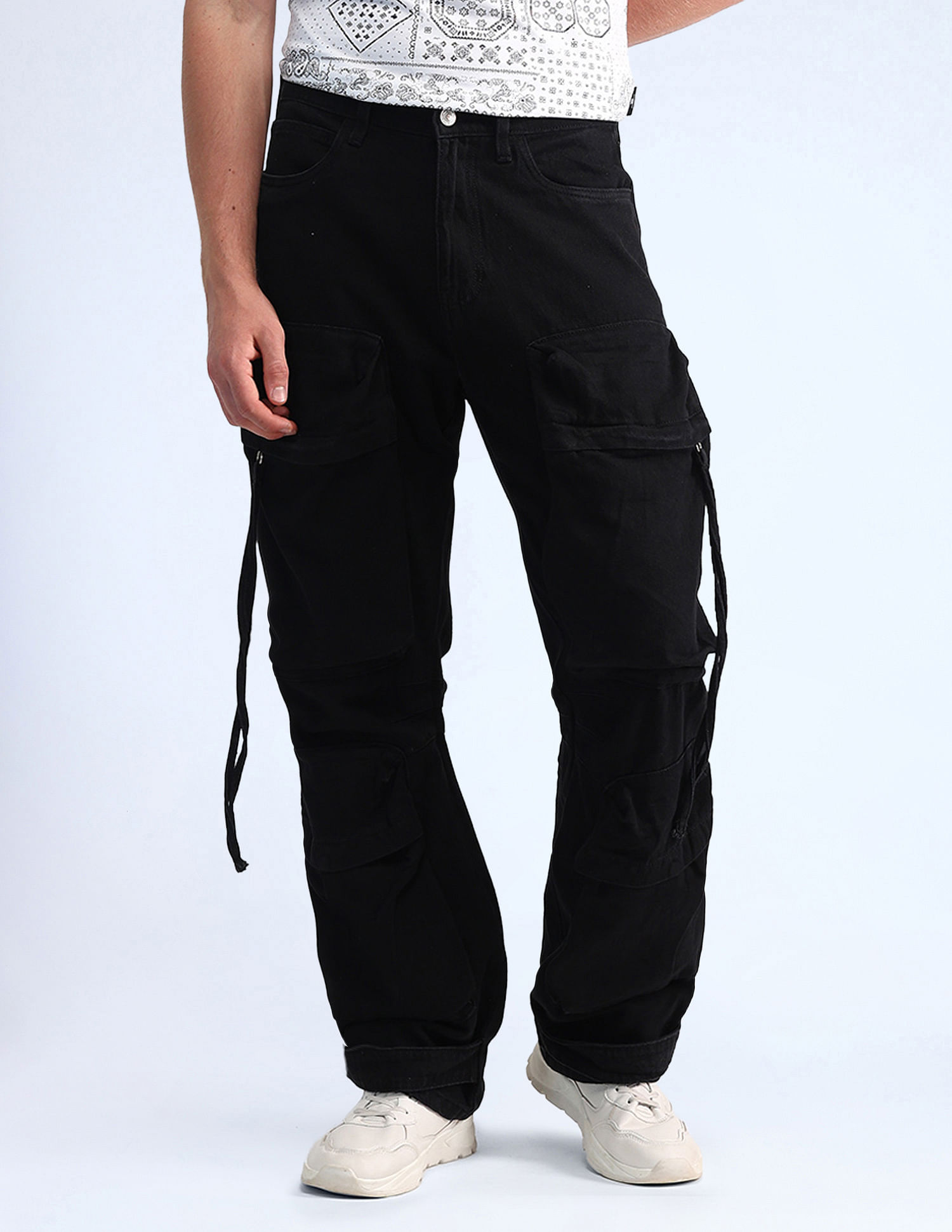 Flying Machine Cobain Loose Fit Black Jeans