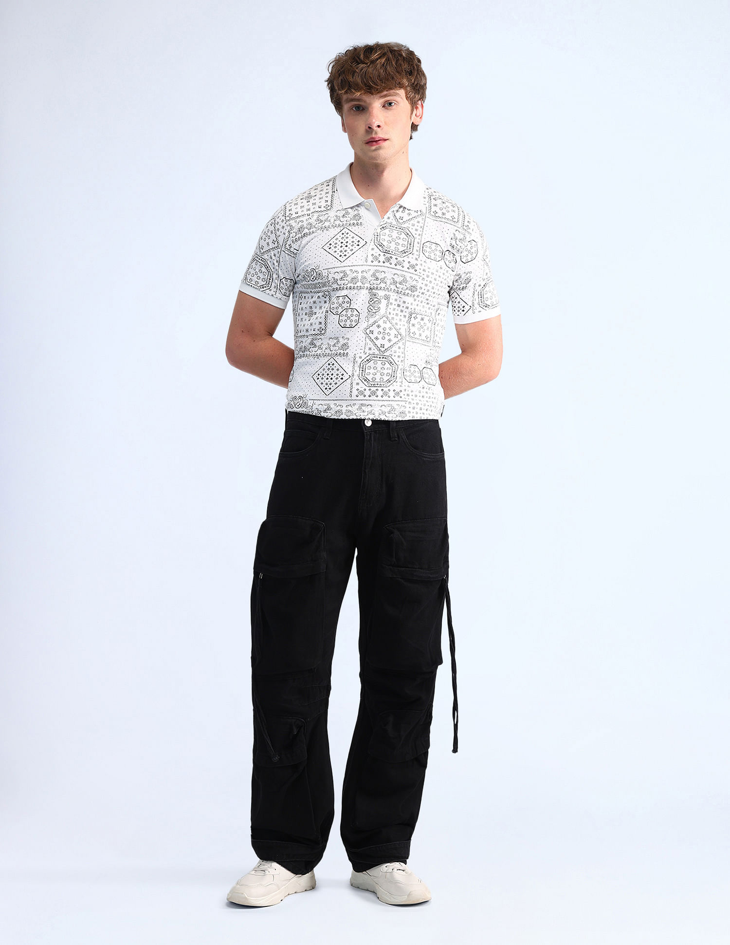 Flying Machine Cobain Loose Fit Black Jeans