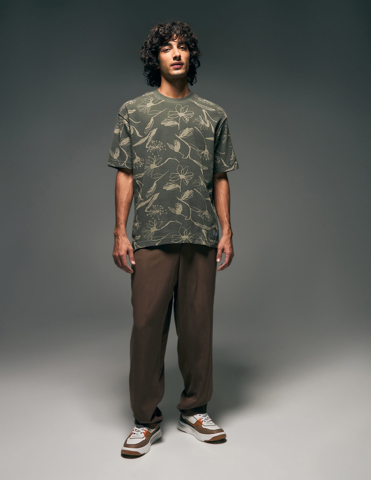 Flying Machine Floral Printed Relaxed Fit T-Shirt