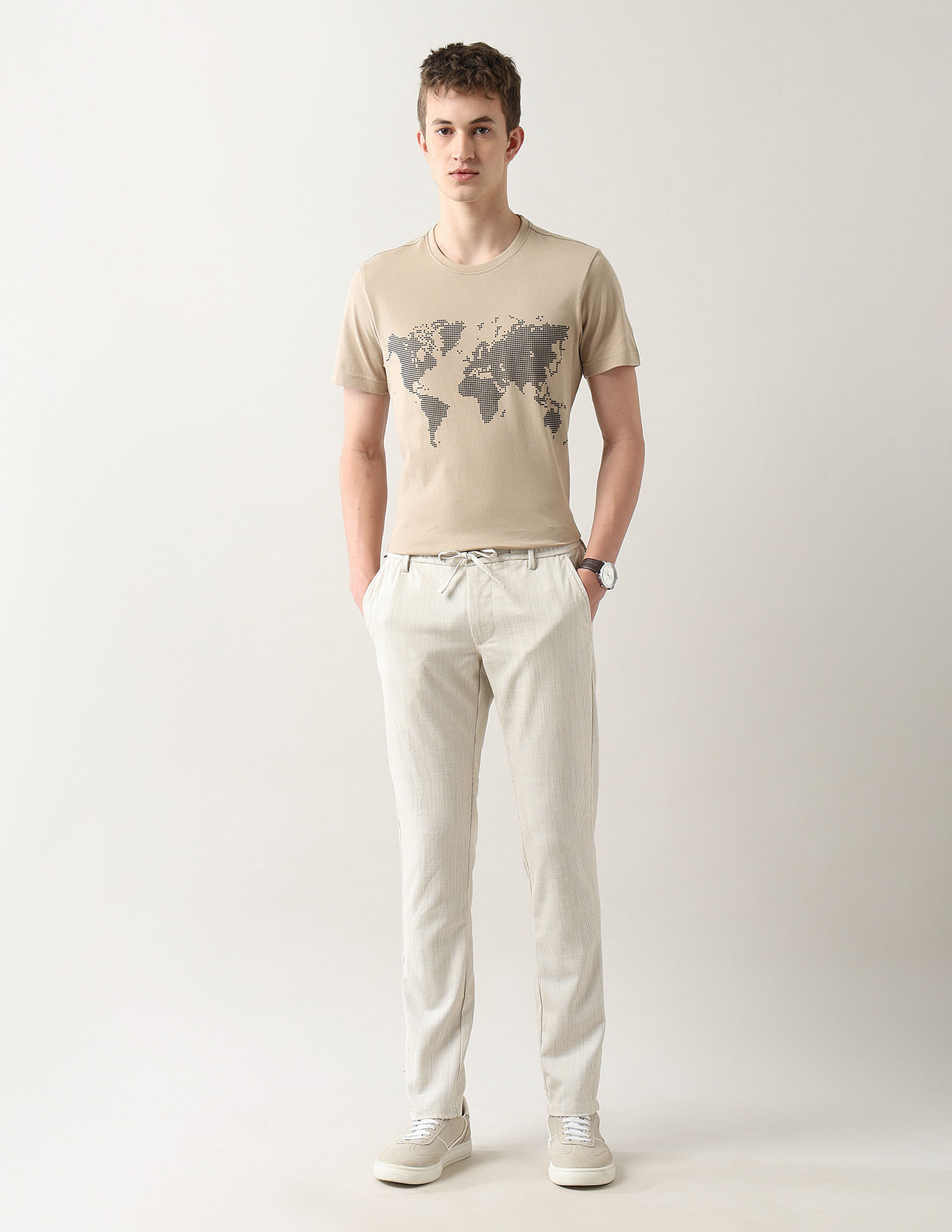 Arrow Sport Textured Slim Fit Trousers