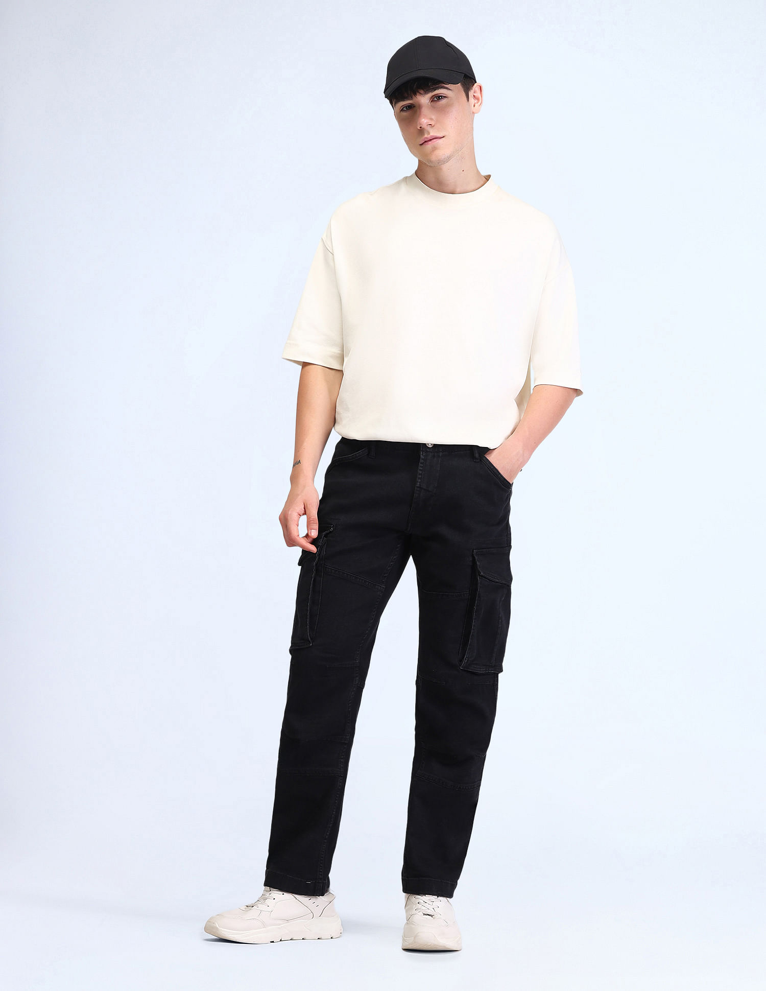 Flying Machine Cobain Loose Fit Black Jeans