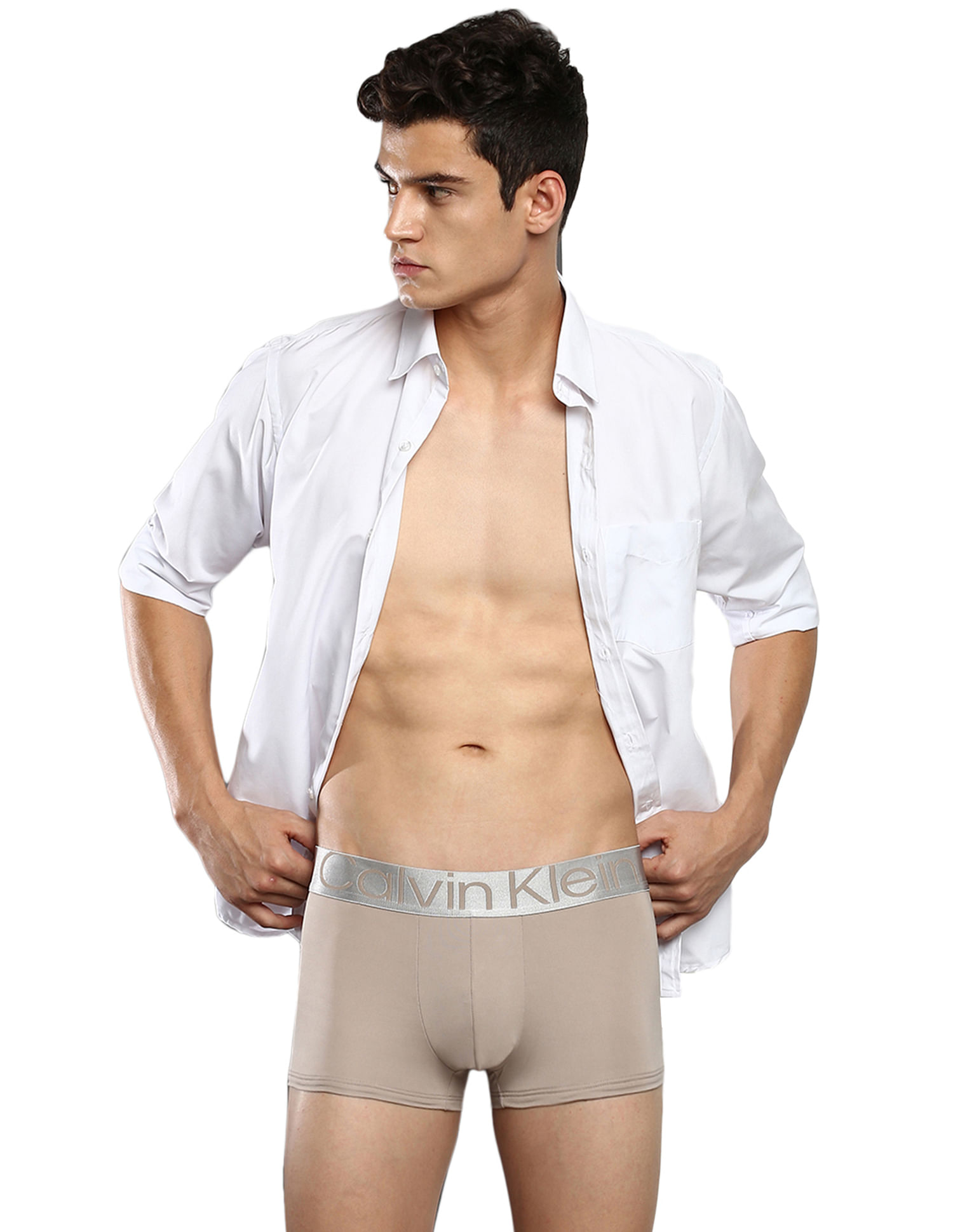 Buy Calvin Klein Underwear Men Beige Elasticized Waist Low Rise Solid  Trunks 