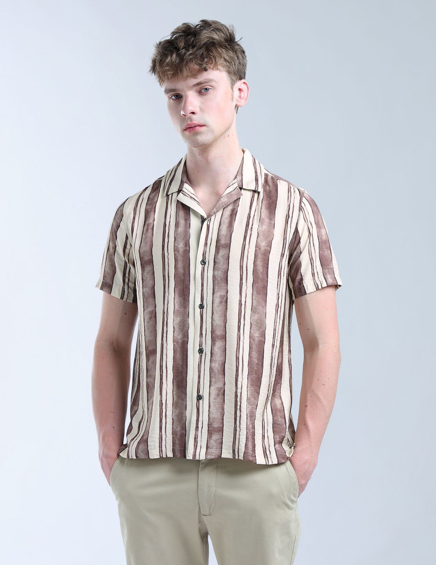 Flying Machine Vertical Striped Color Of Home Shirt