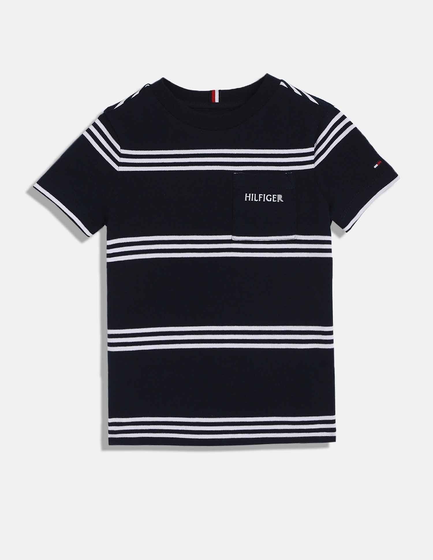 Tommy Hilfiger Kids Boys Striped Regular-Fit Cotton T-Shirt