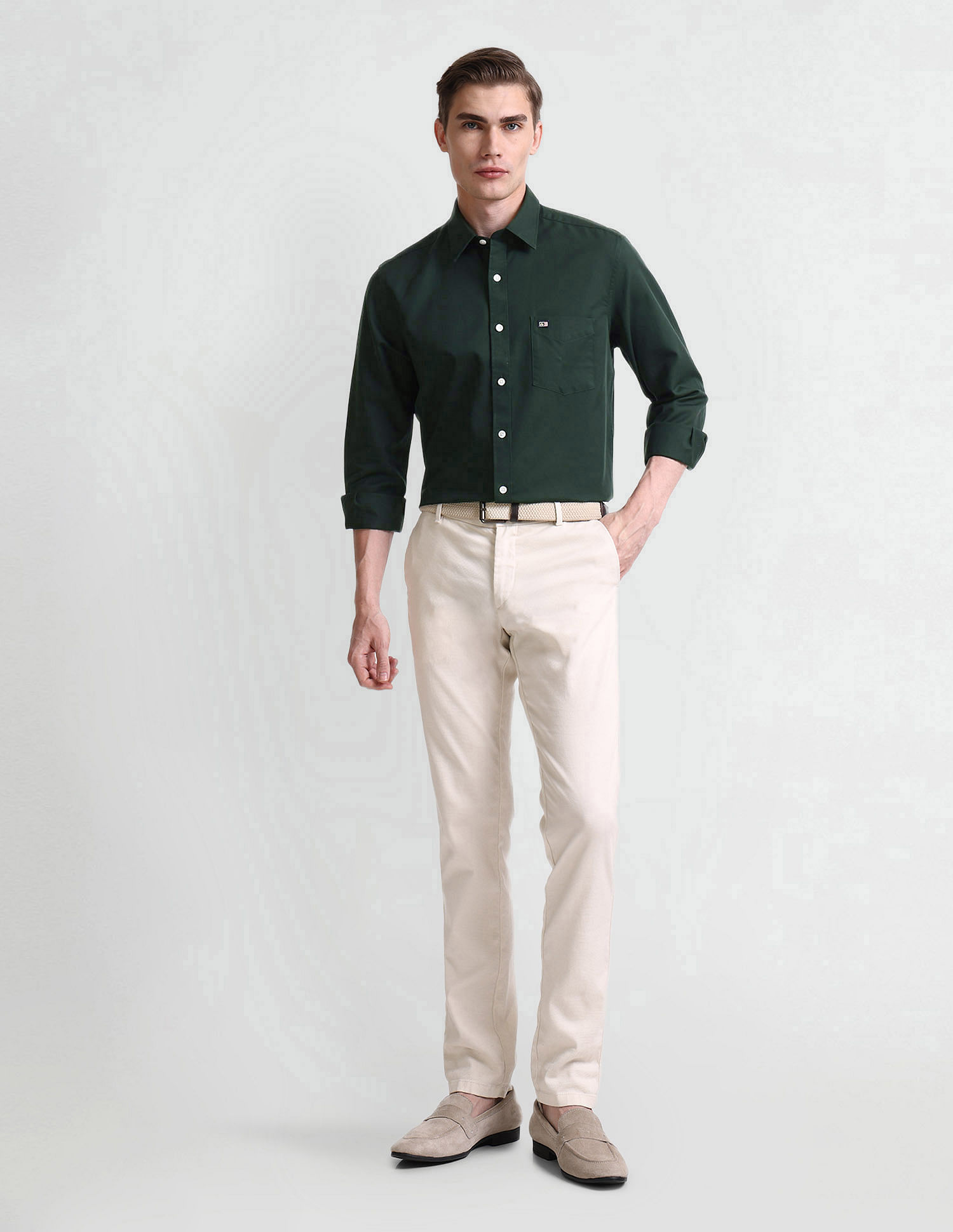 Arrow Sport Manhattan Slim Pinstriped Twill Shirt