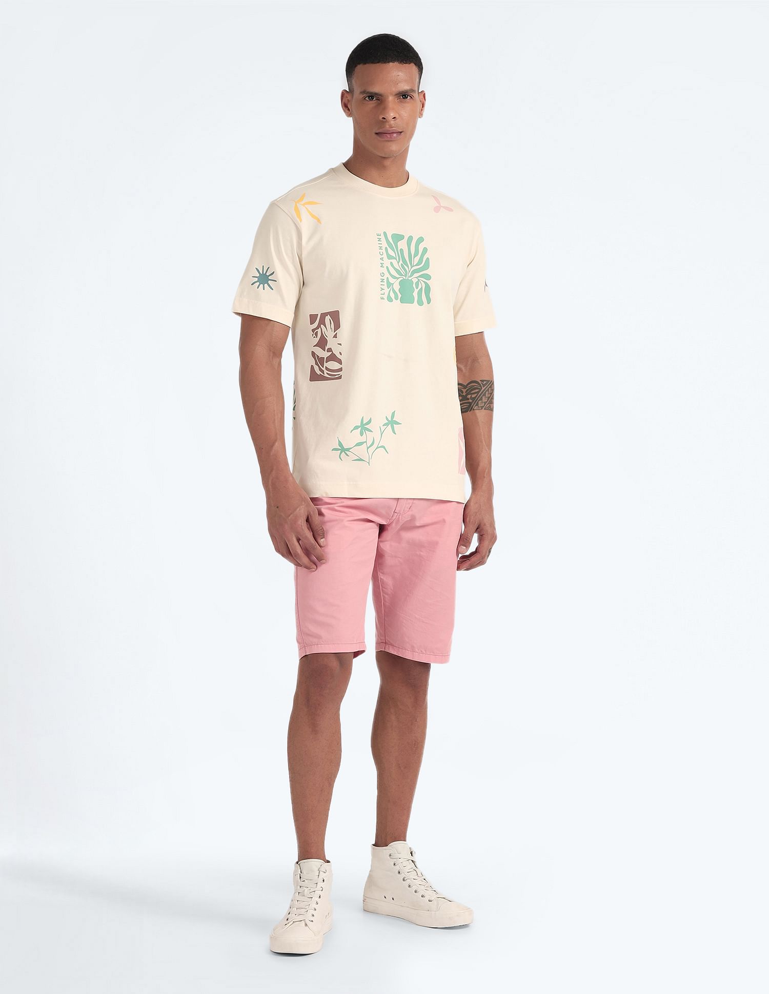 Flying Machine Abstract Print Oversized T-Shirt