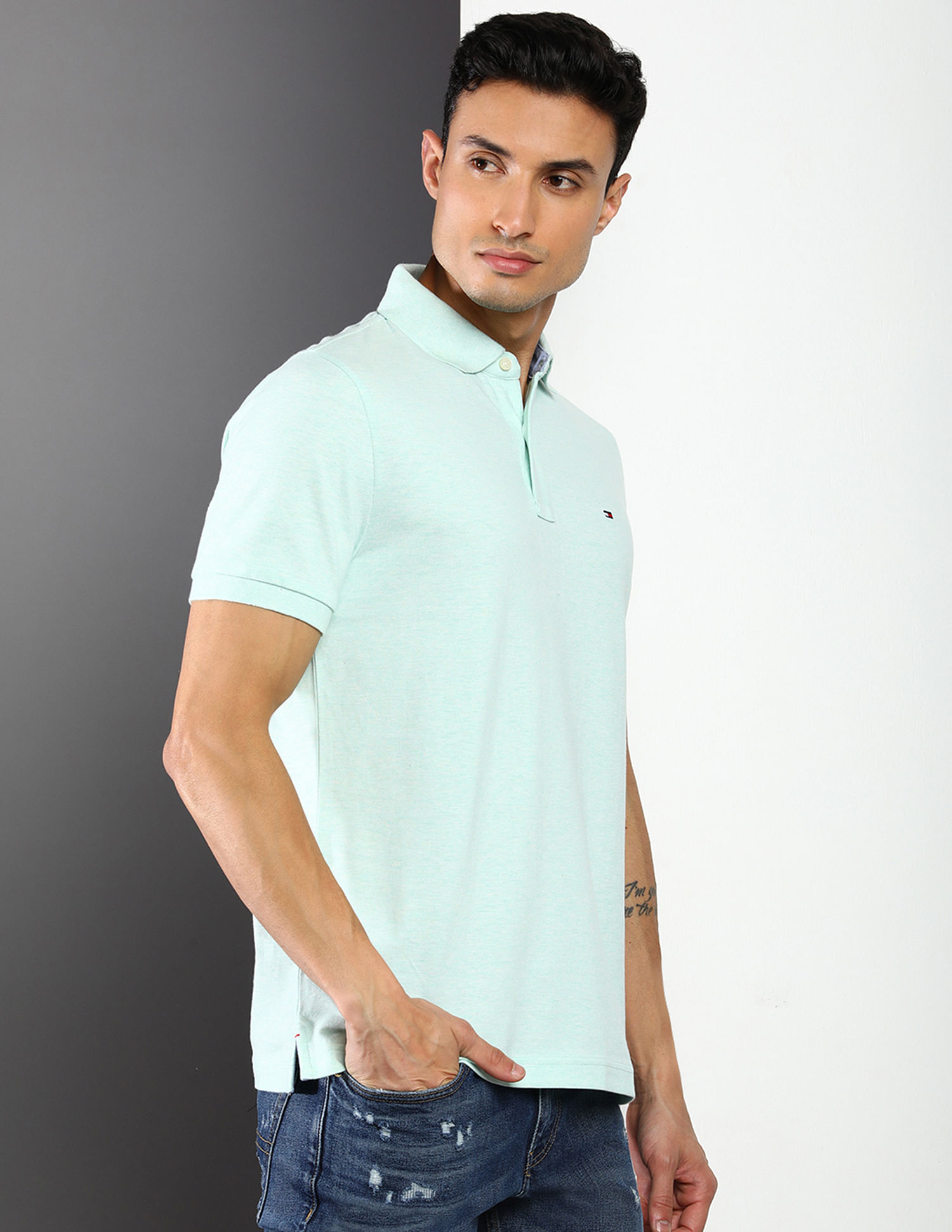 Tommy Hilfiger Regular Fit Heathered Polo Shirt