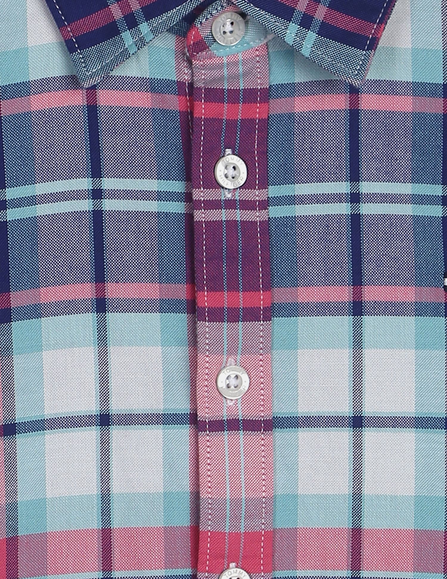 Tommy Hilfiger Kids Spread Collar Checked Oxford Shirt