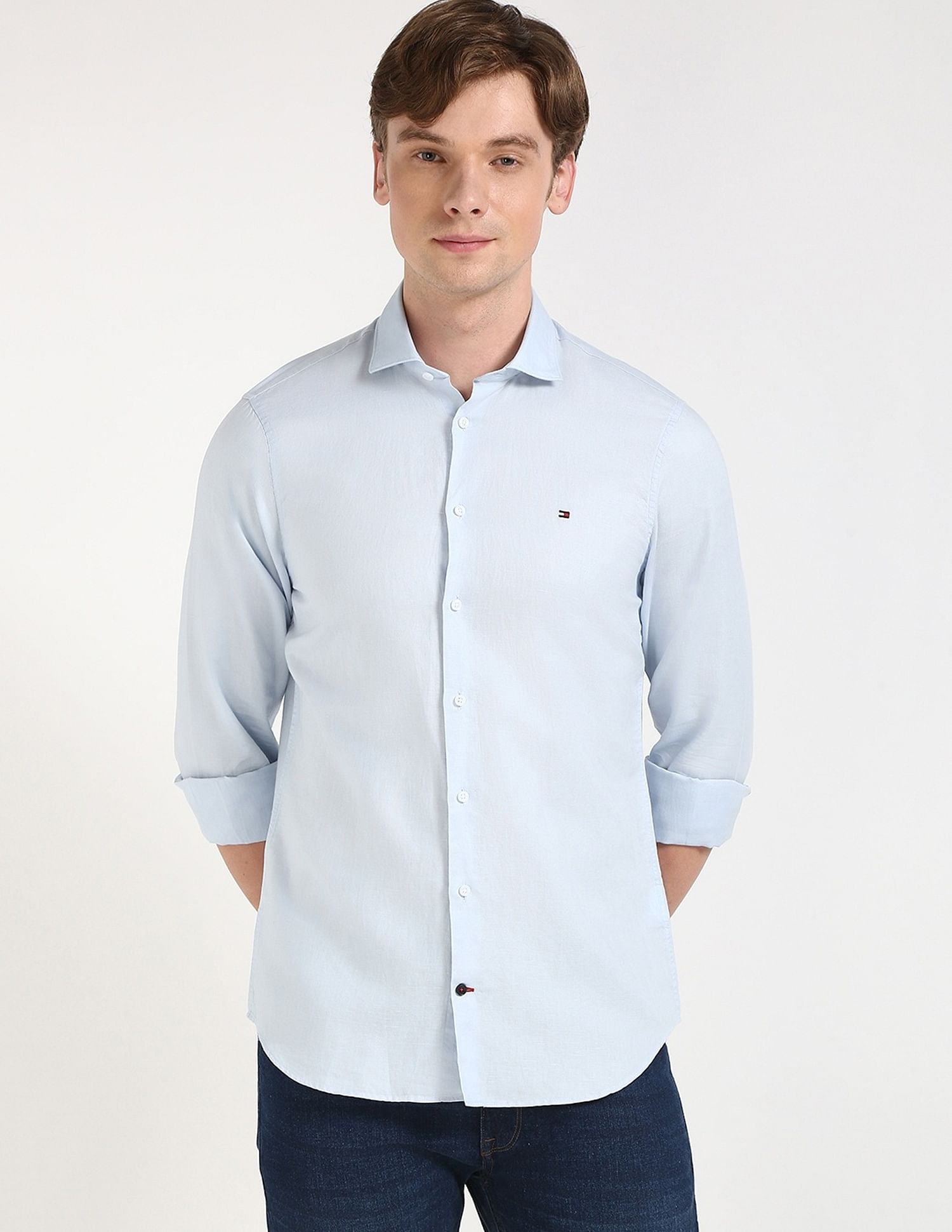 Tommy Hilfiger Solid Slim-Fit Cotton Shirt
