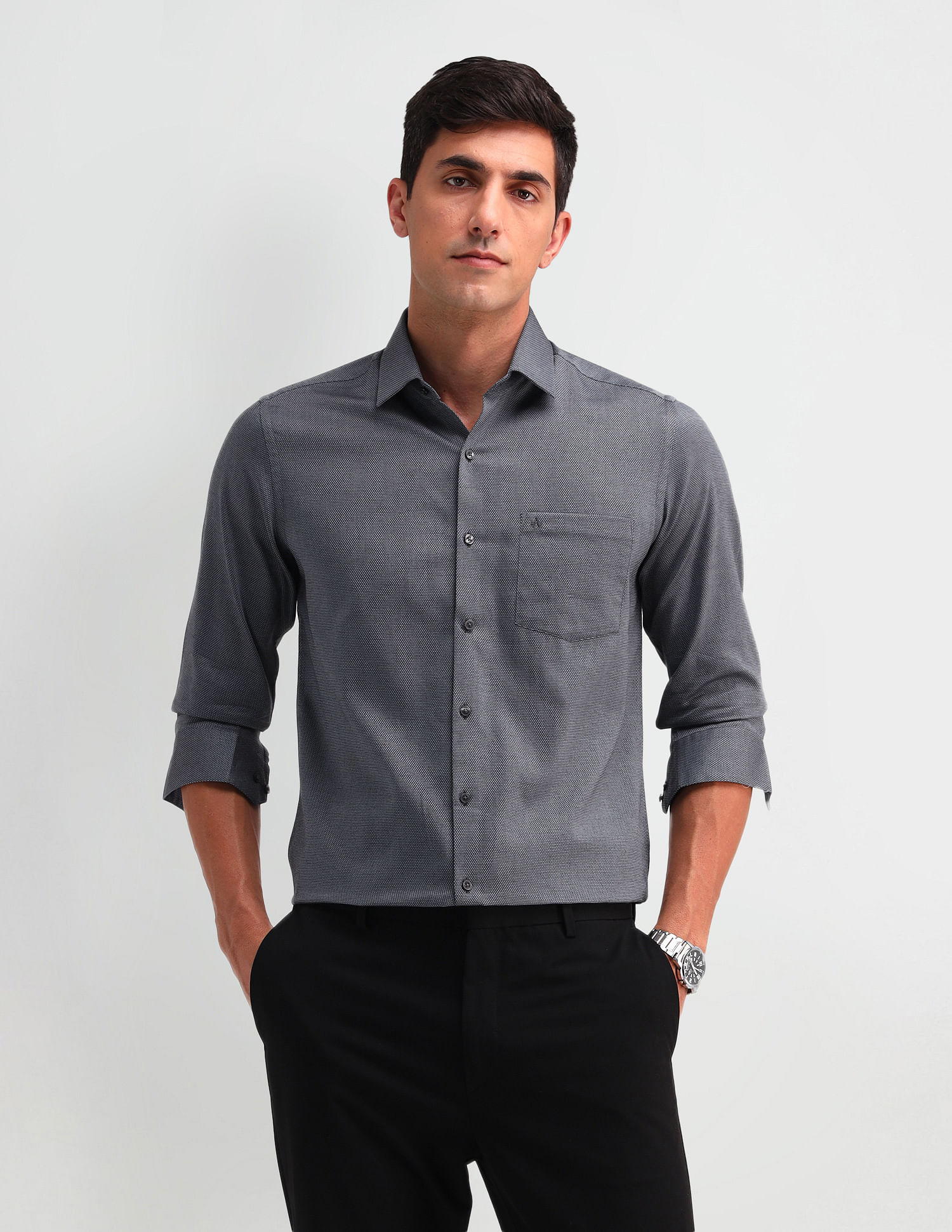 Arrow Slim Fit Dobby Printed Shirt