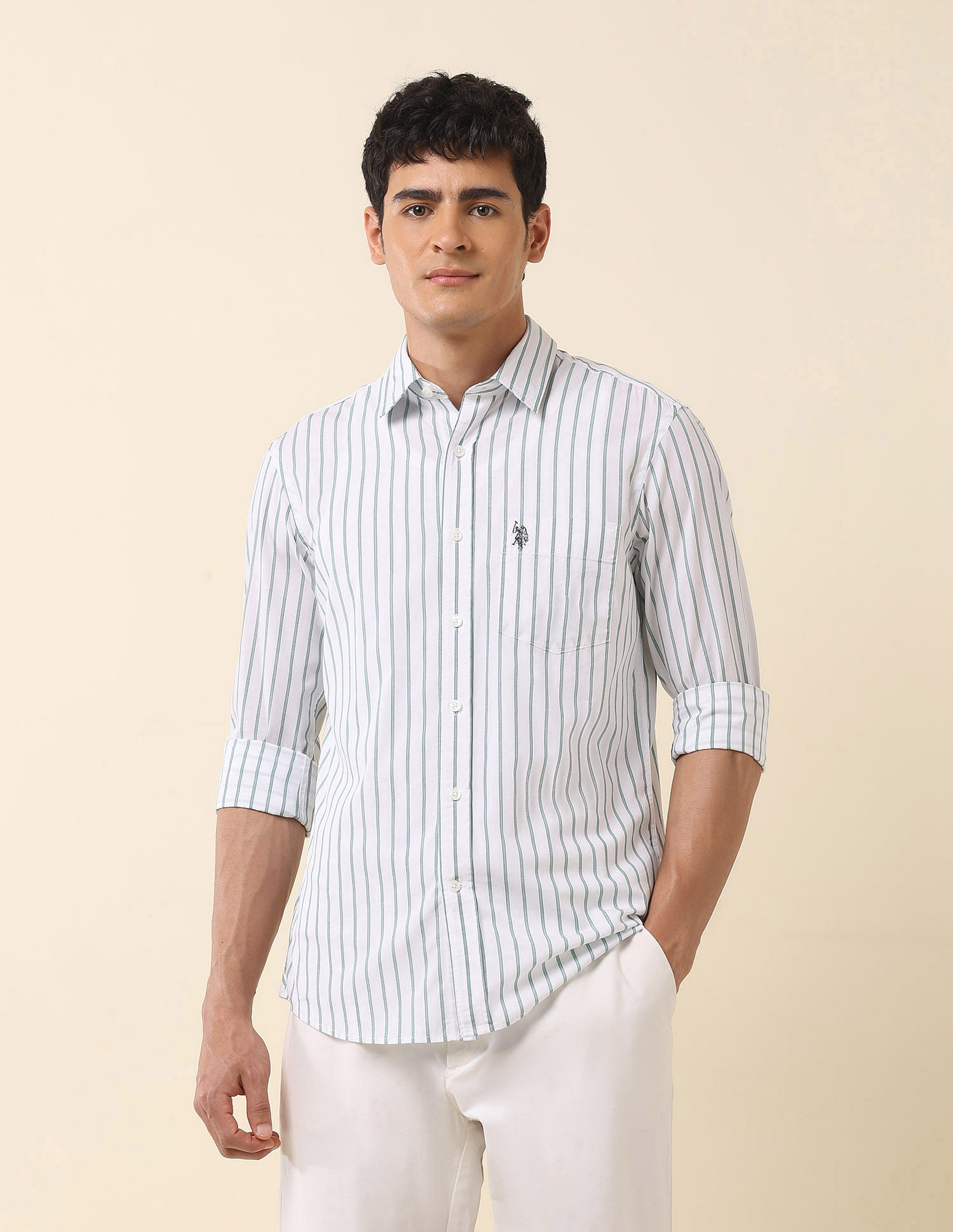 U.S. Polo Assn. Tailored Fit Vertical Striped Shirt