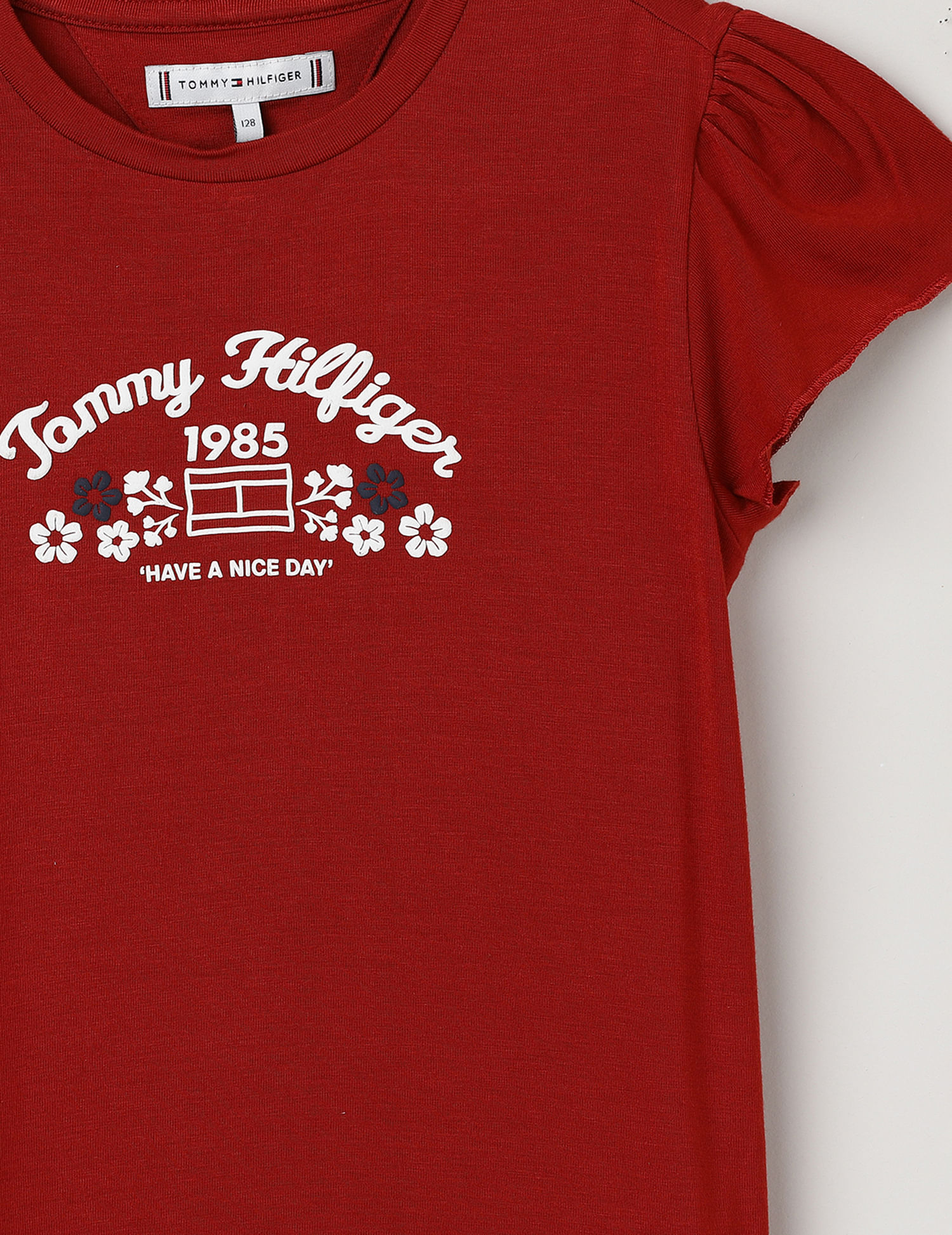 Tommy Hilfiger Kids Girls Girl Flower Puff Print T-Shirt