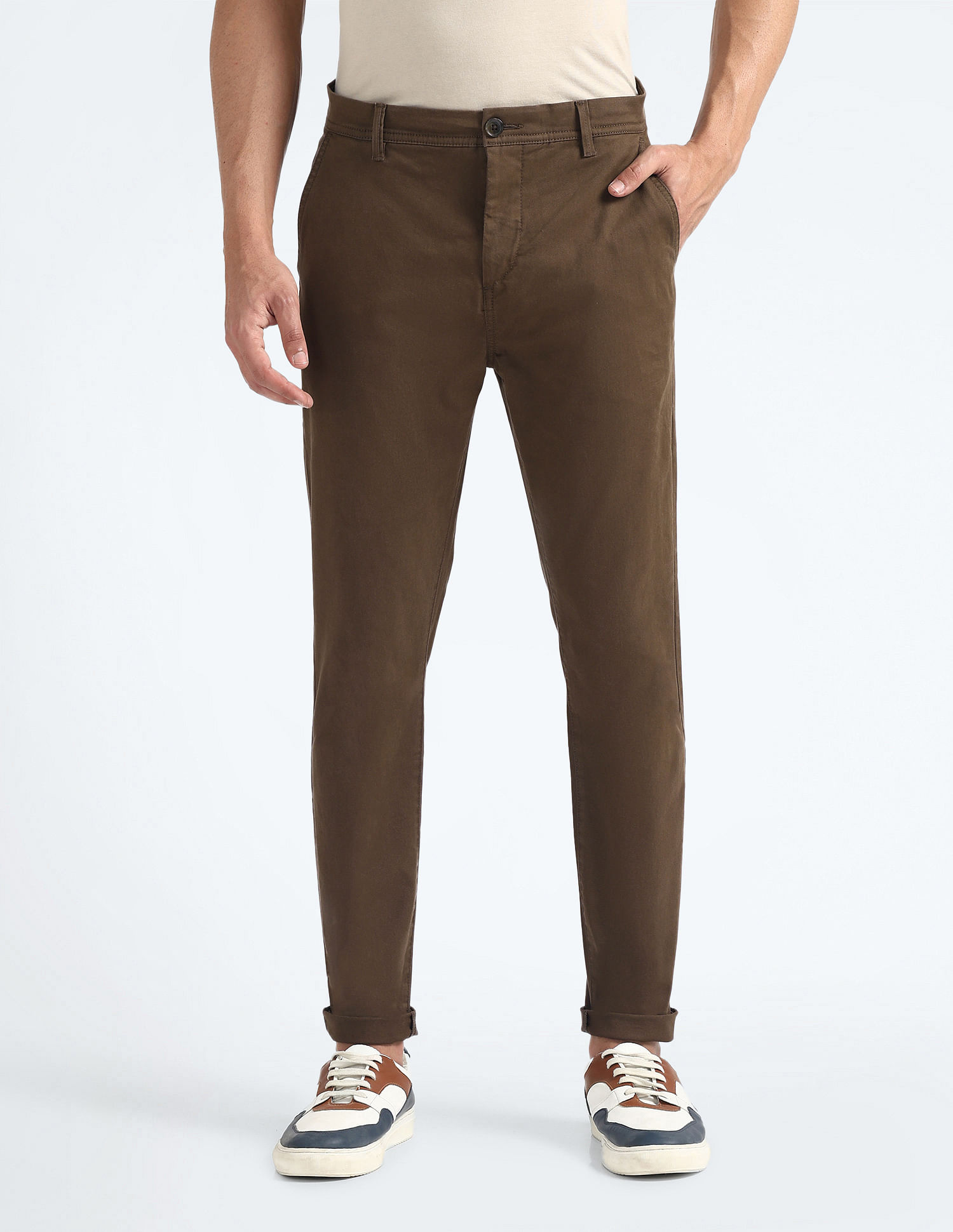Flying Machine Slash Slim Tapered Solid Chinos