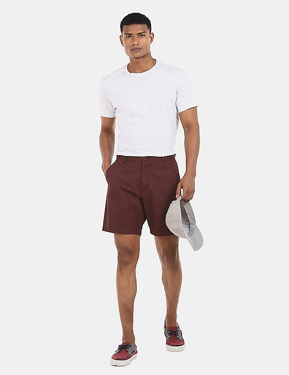 Aeropostale Men Maroon Mid Rise Solid Shorts