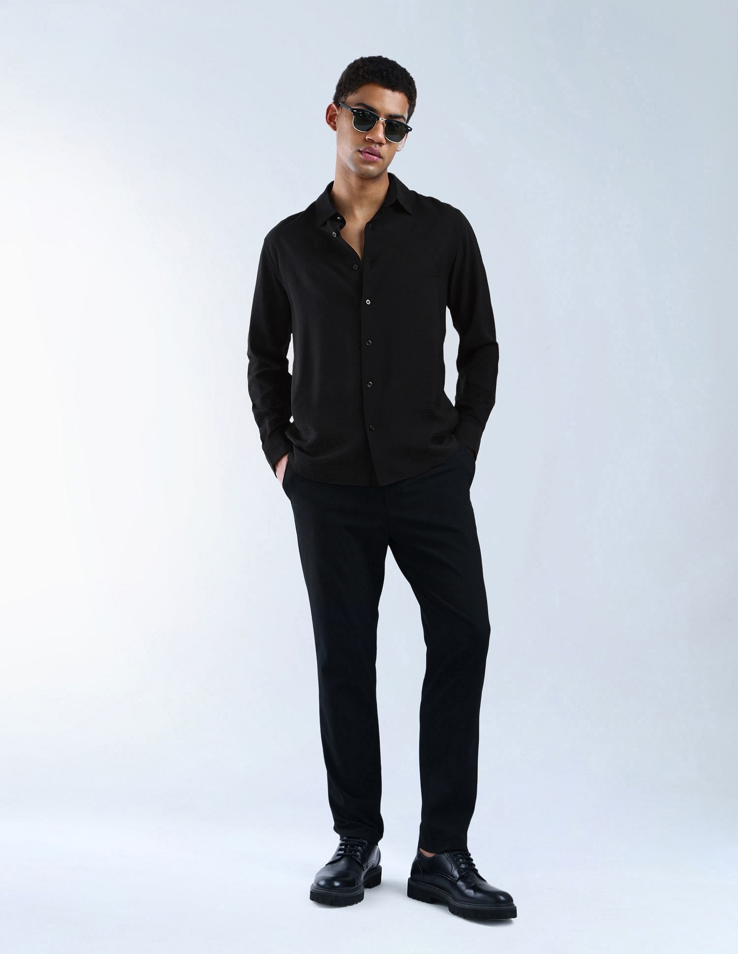 Flying Machine Solid Regular Fit Digitopia Shirt