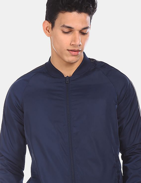 Flying Machine Raglan Sleeve Solid Bomber Jacket